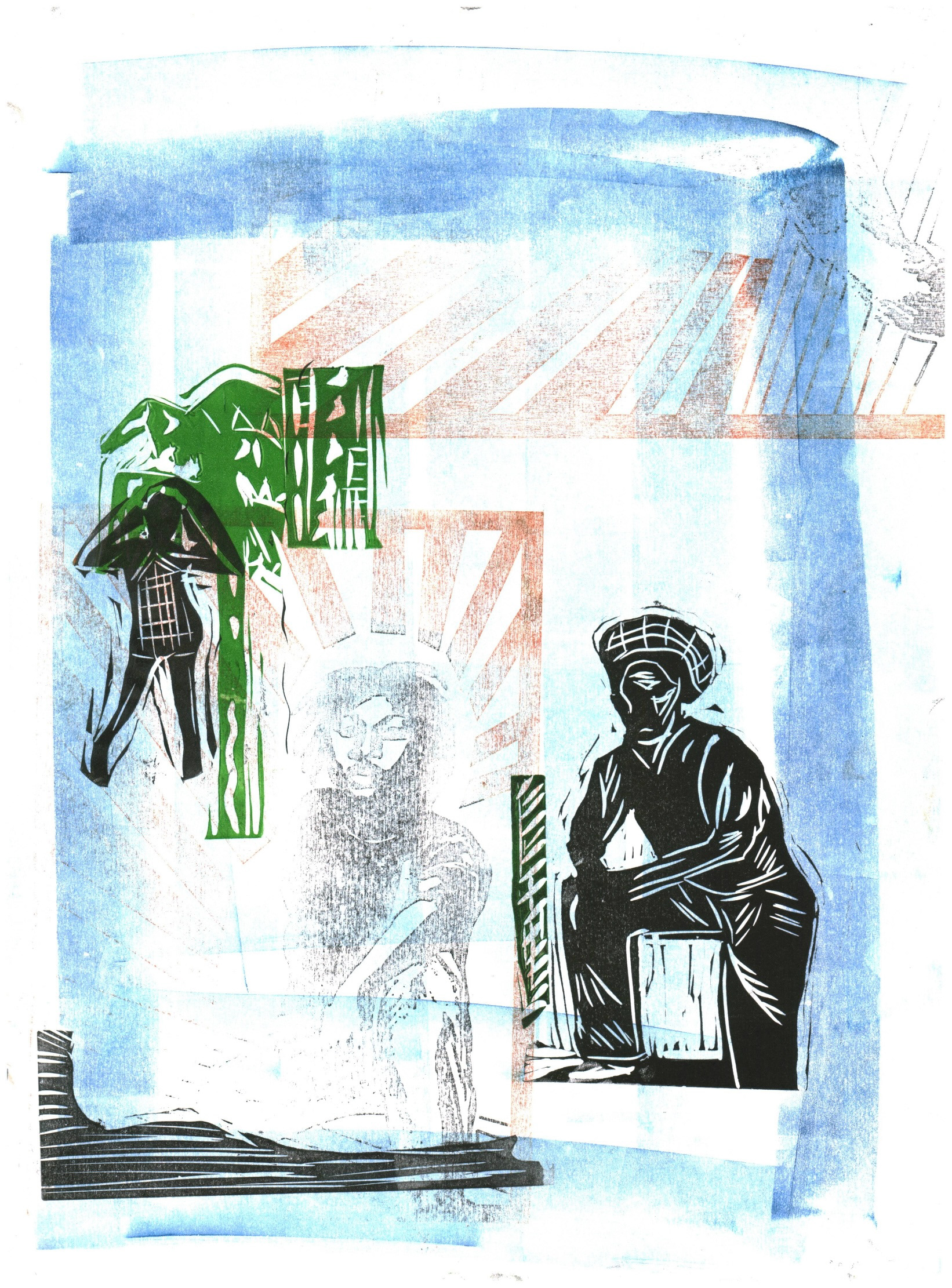 Relief (lino) print collage