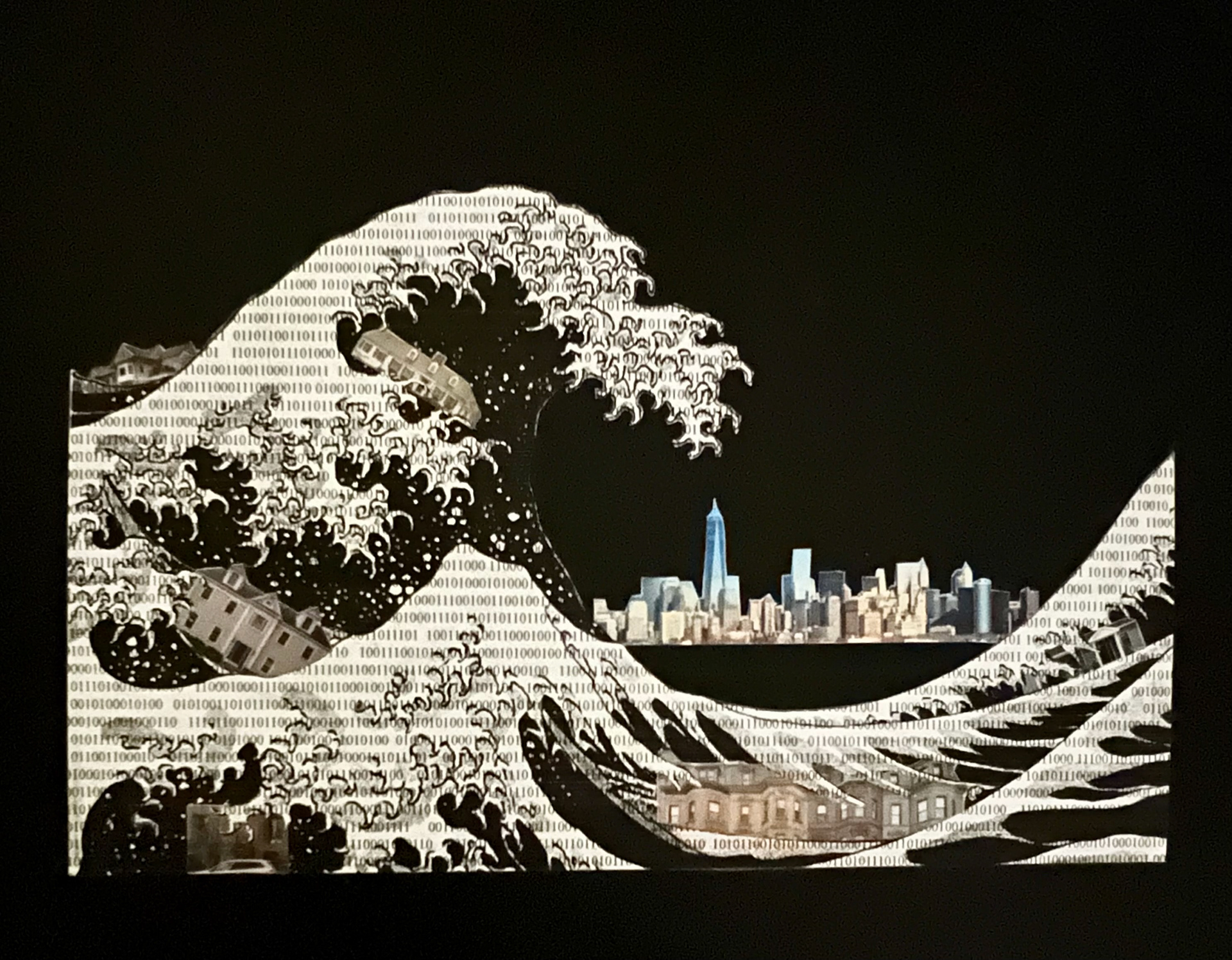 The Wave of AI and New York. Collage 11x14in, Nov. 2024
