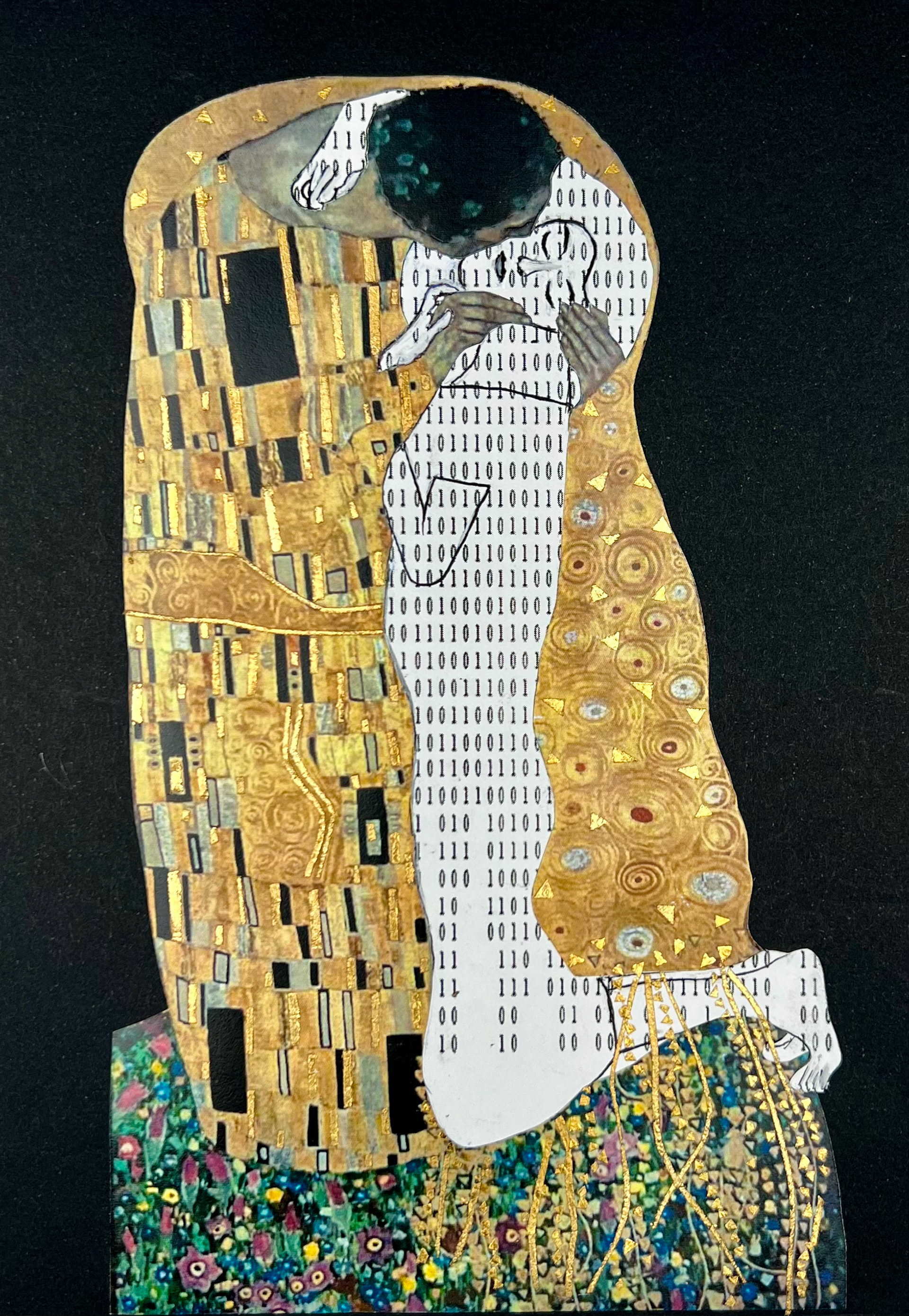 The Shape of AI, Collage with Gold Leaf, 2024