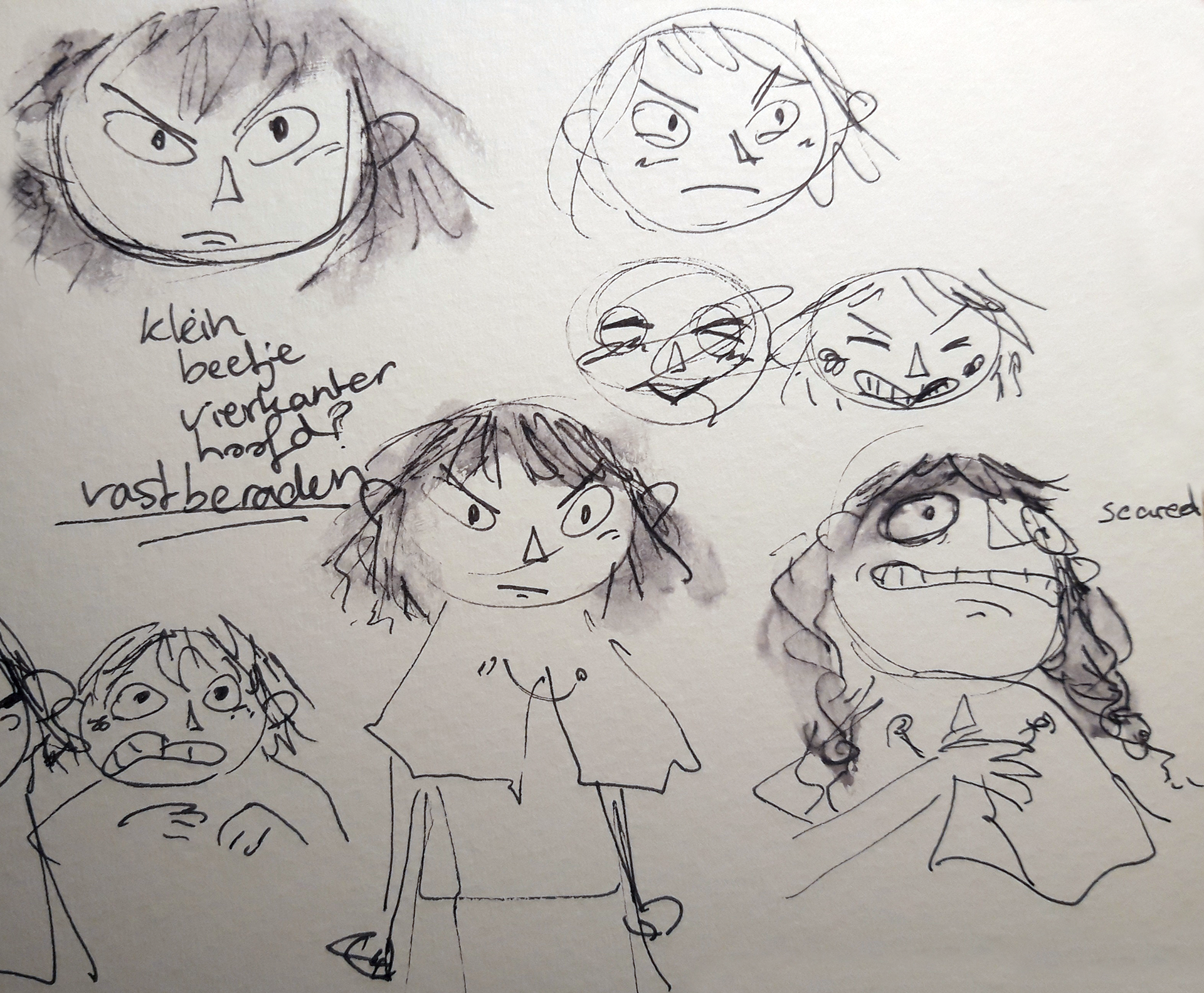 Attitude / face sketches, to get a feel for how she could behave