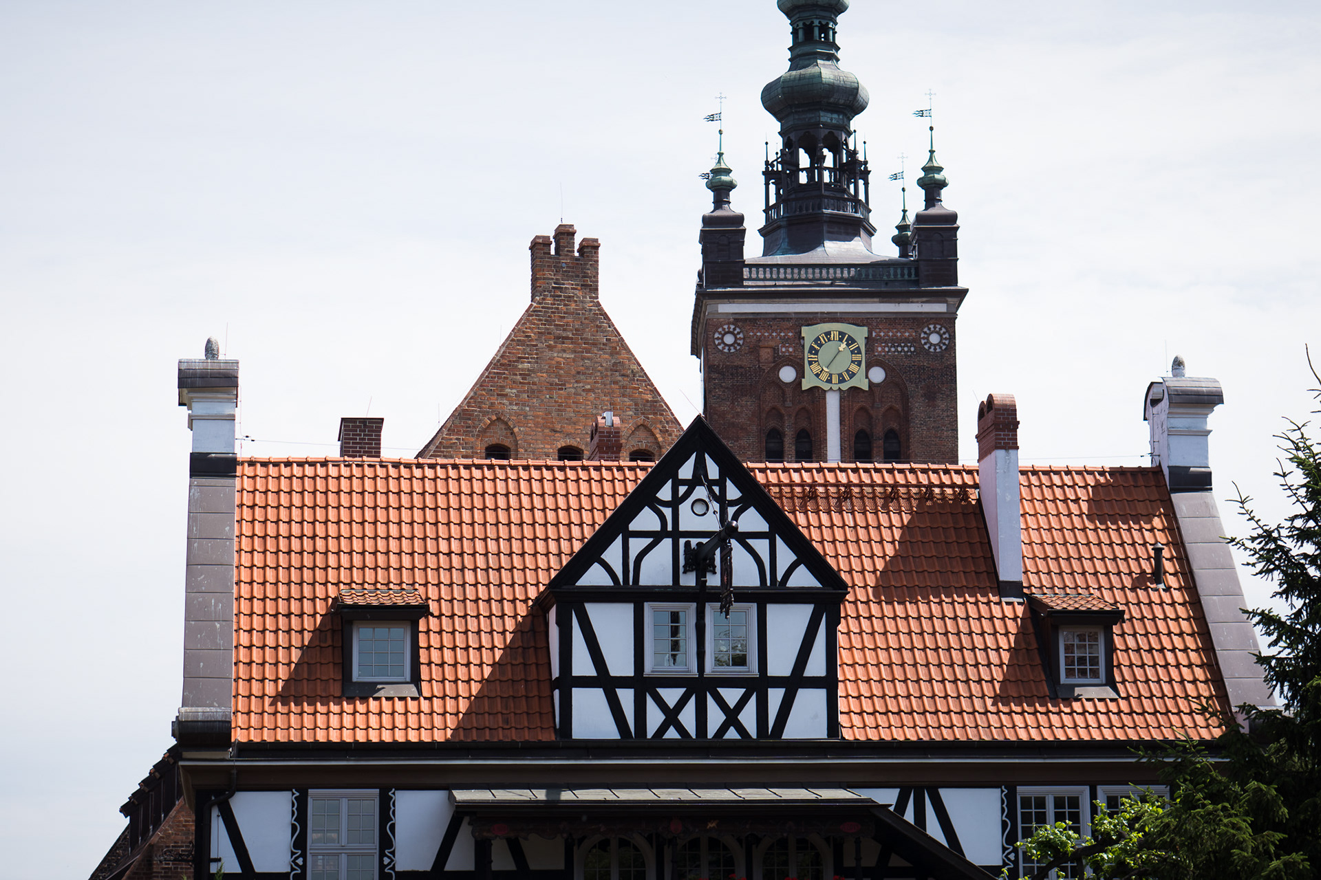 Three layers of buildings. Our view from the bridge of love