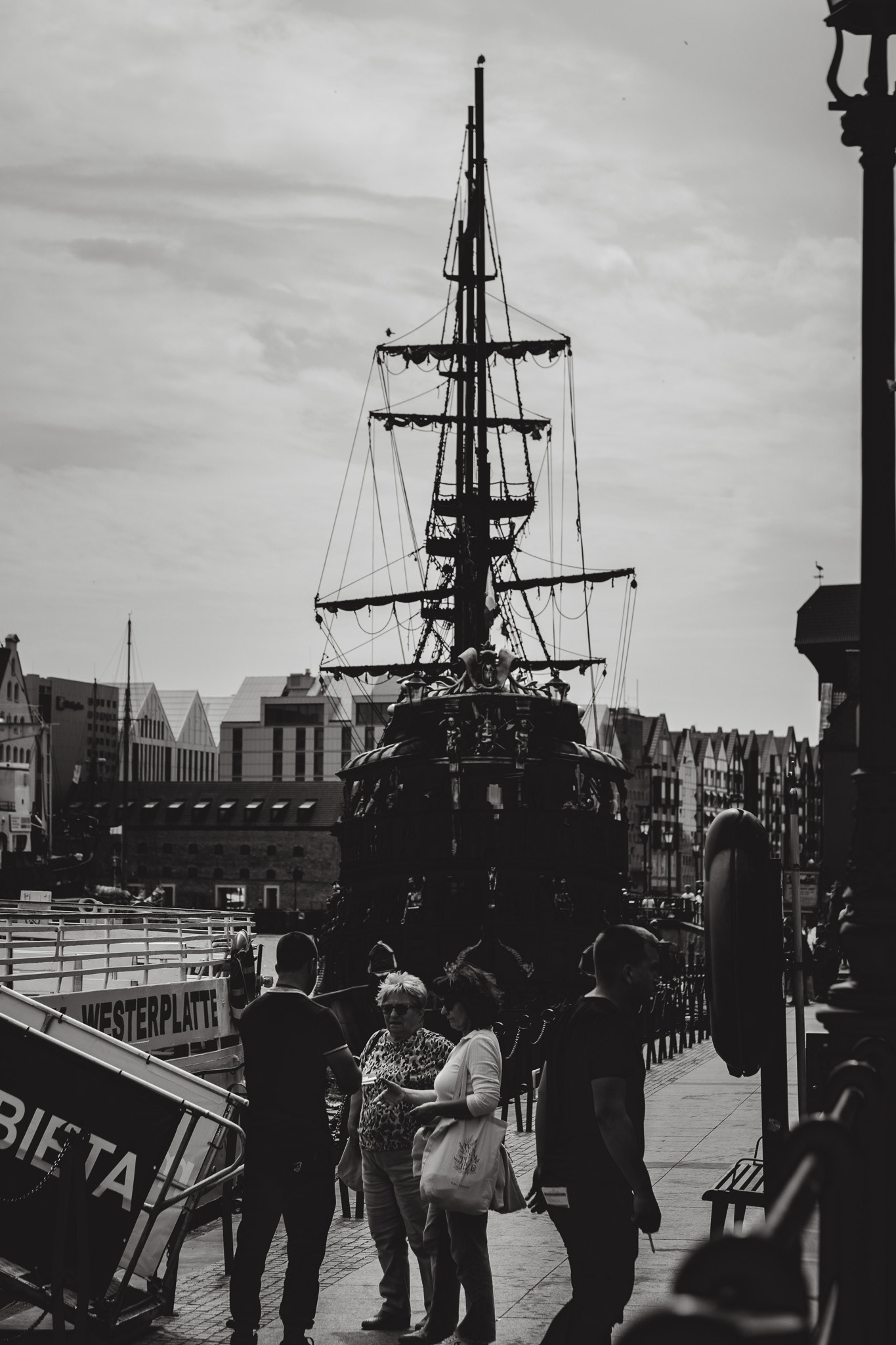 The galeon "Lew" docked