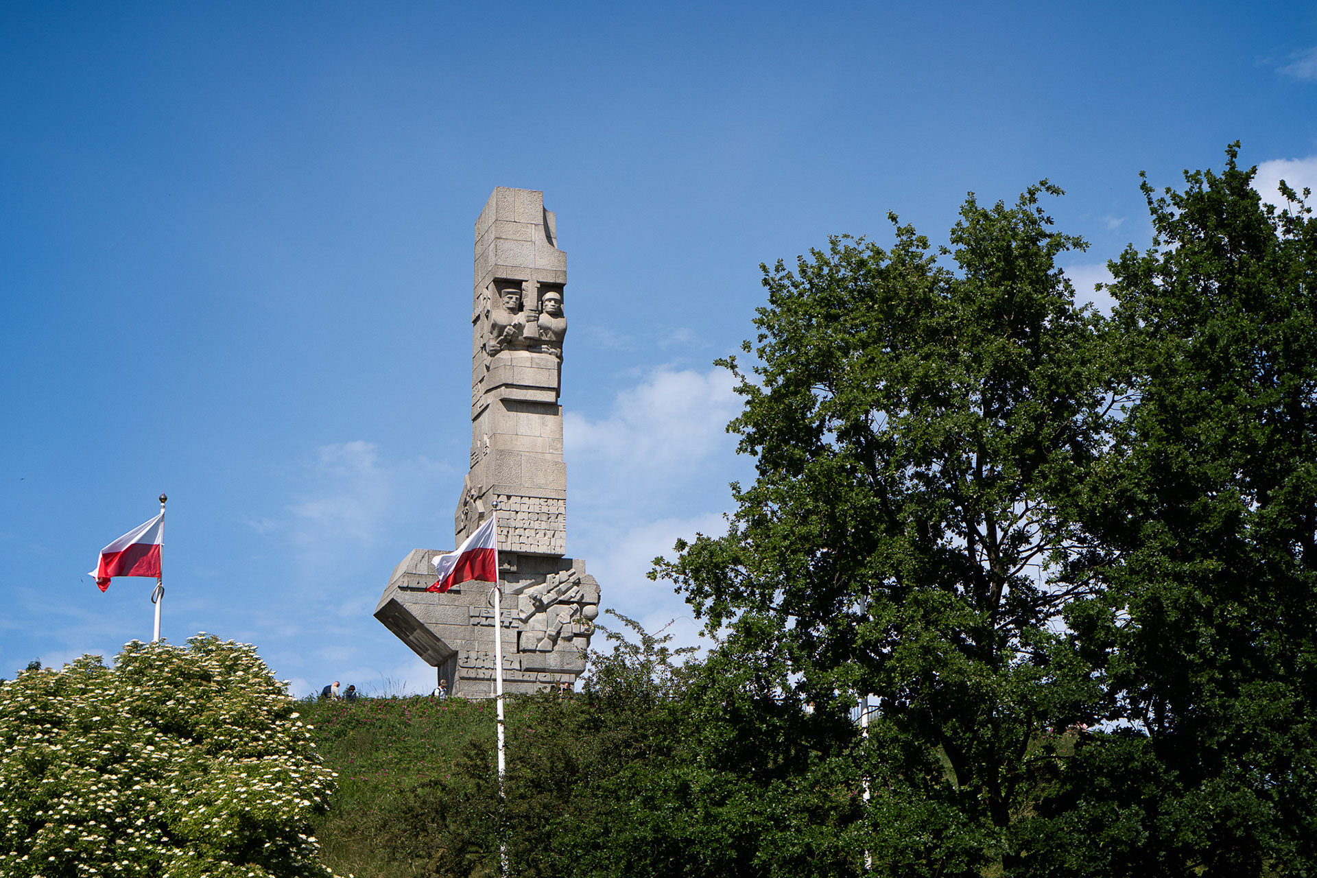 The WWII memorial monument at Westerplatte as seen from our return galeon.