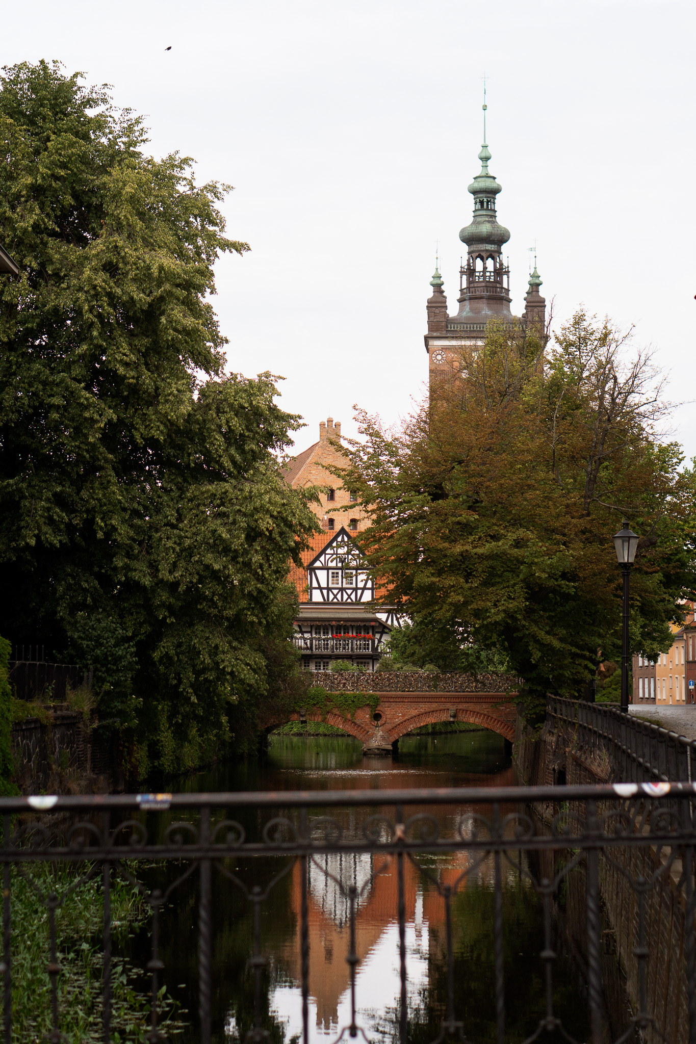Looking down at the bridge of love from another bridge