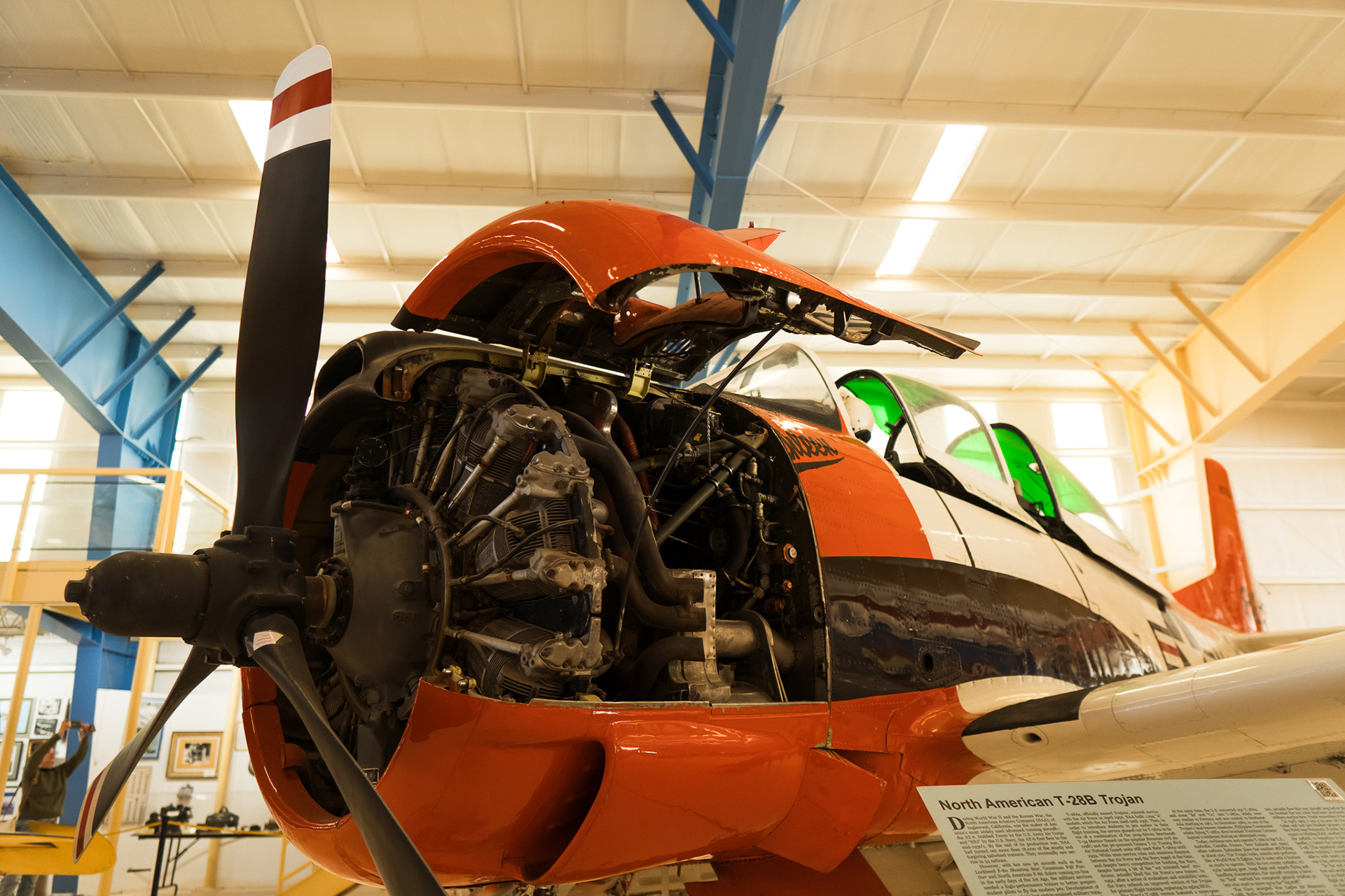 A peek at the T-28B's engine