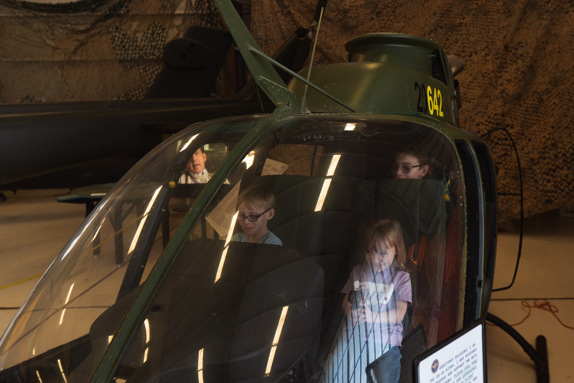 The kids got to sit and play in this piece of a Bell OH-58 Kiowe (next three photos)
