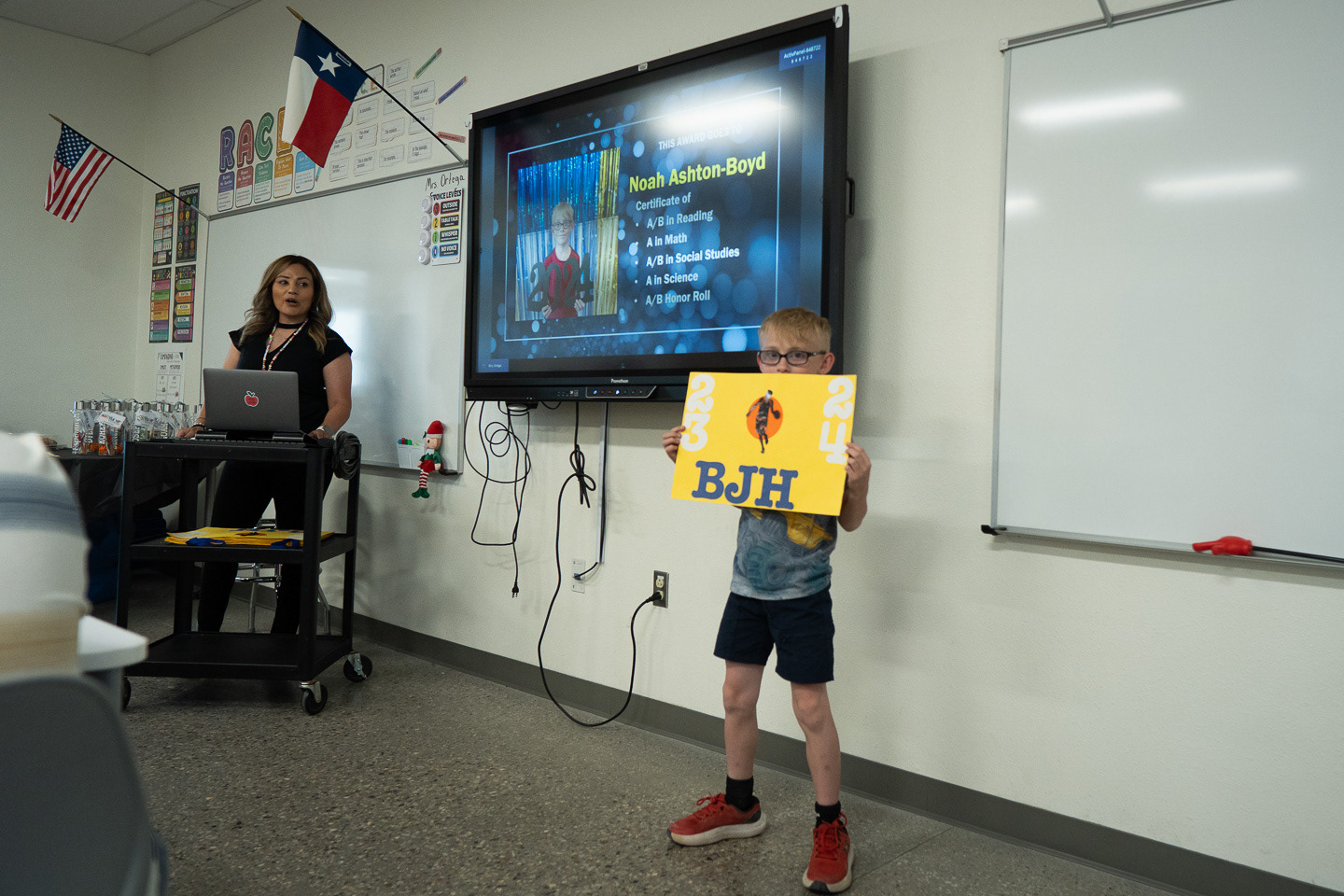 Noahs recognition in his Fourth grade class at the end of the year ceremonies
