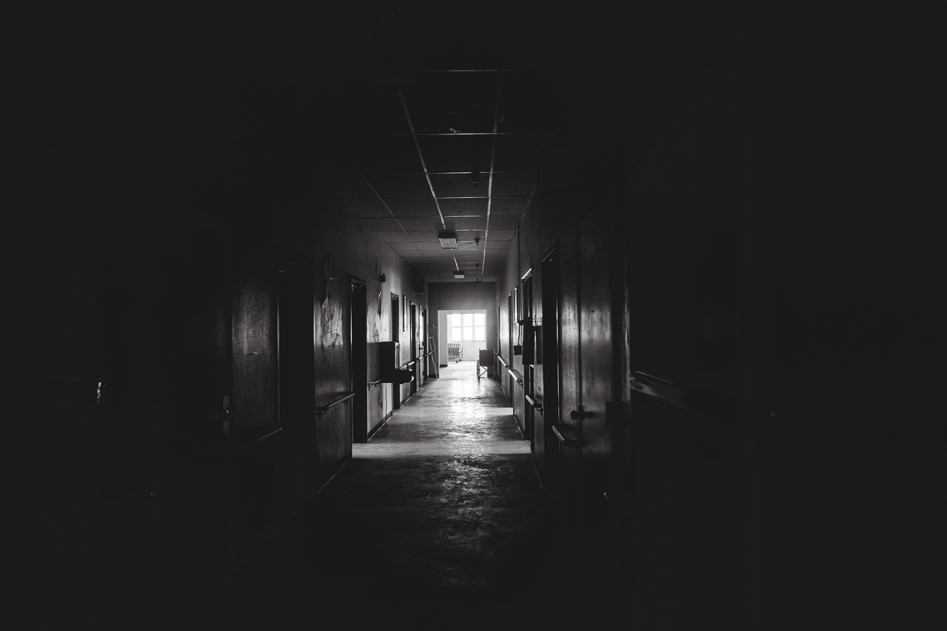 Inside the hospital. A hunted hallway, perhaps?