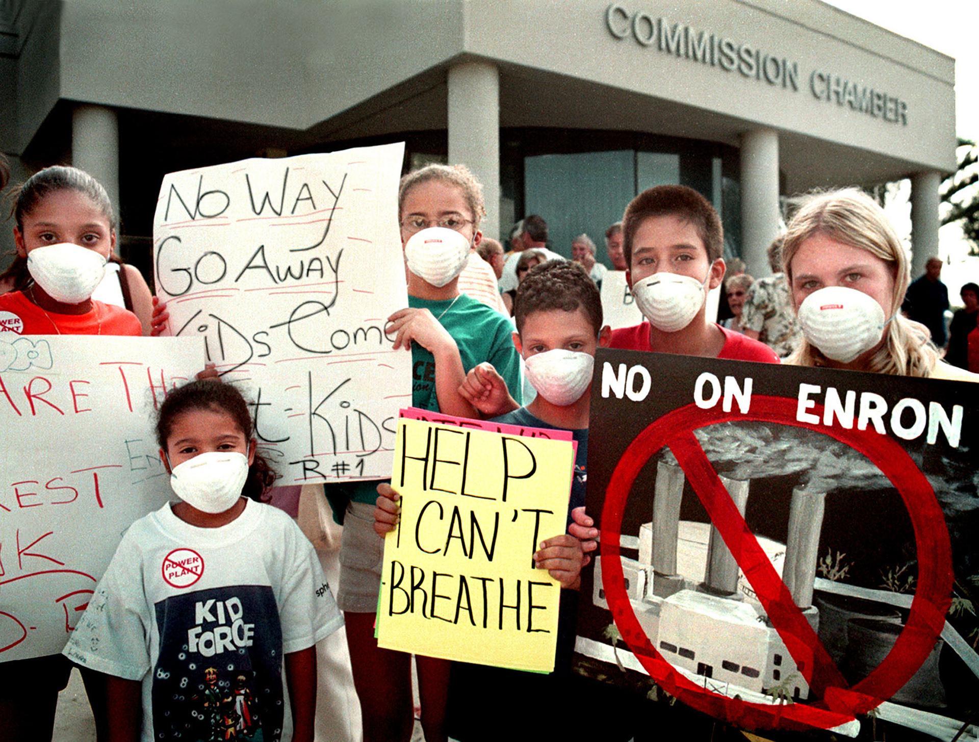 Residents protest the possibility of new power plant in their community.