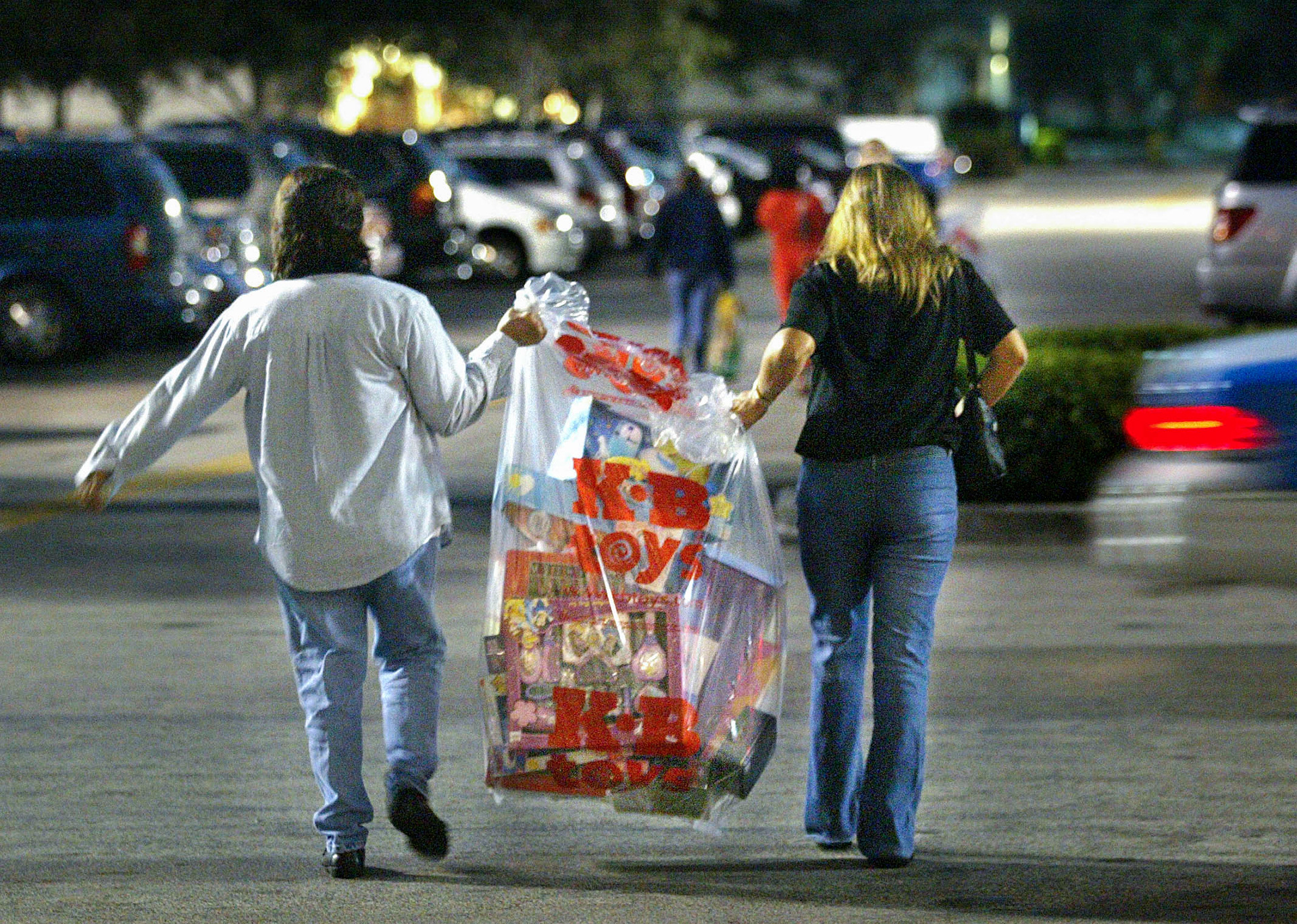 Dash to unload in car.