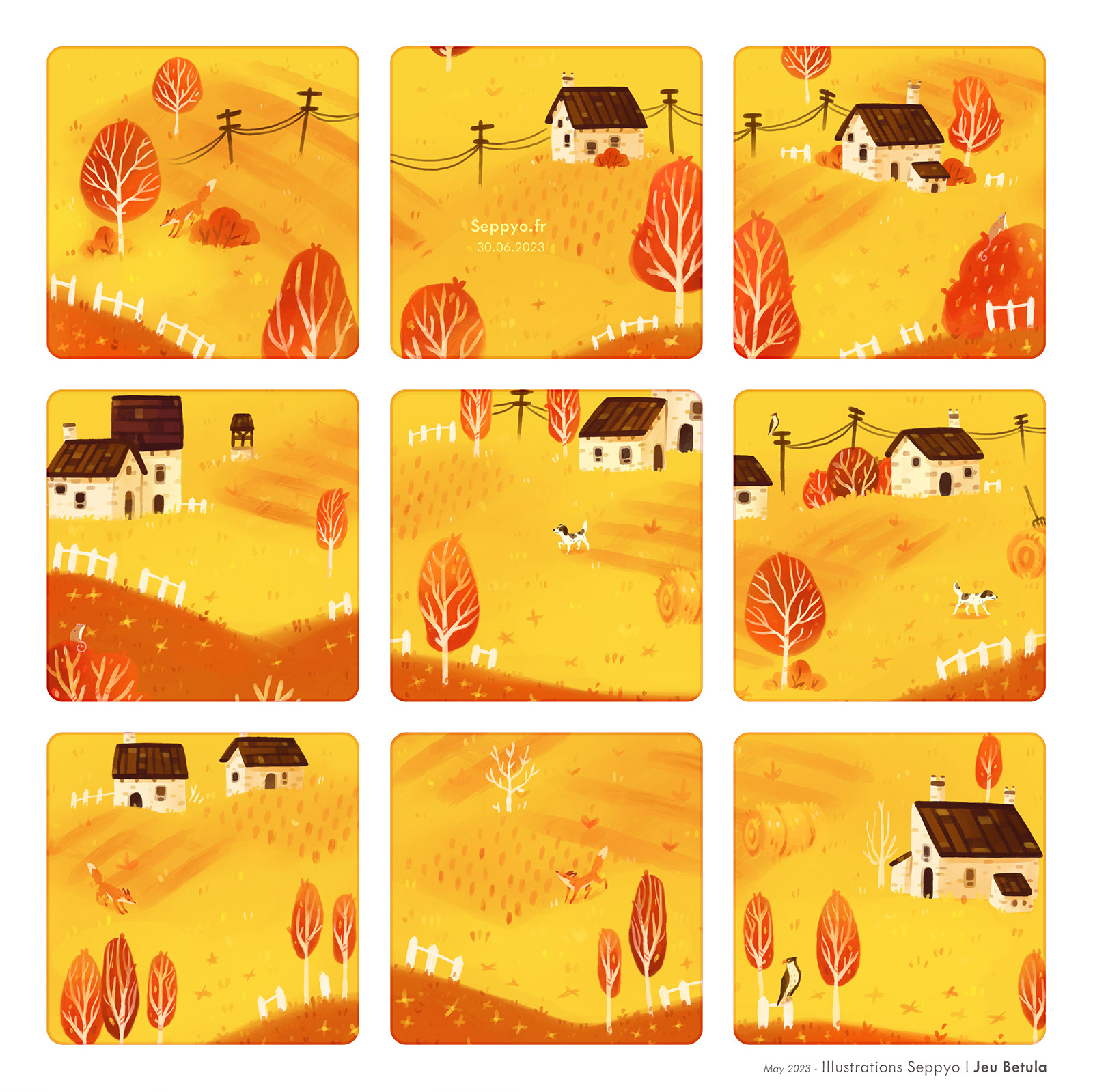 YELLOW/Countryside - Tiles/Plateau - Ma vie de Renard - Board game - BETULA