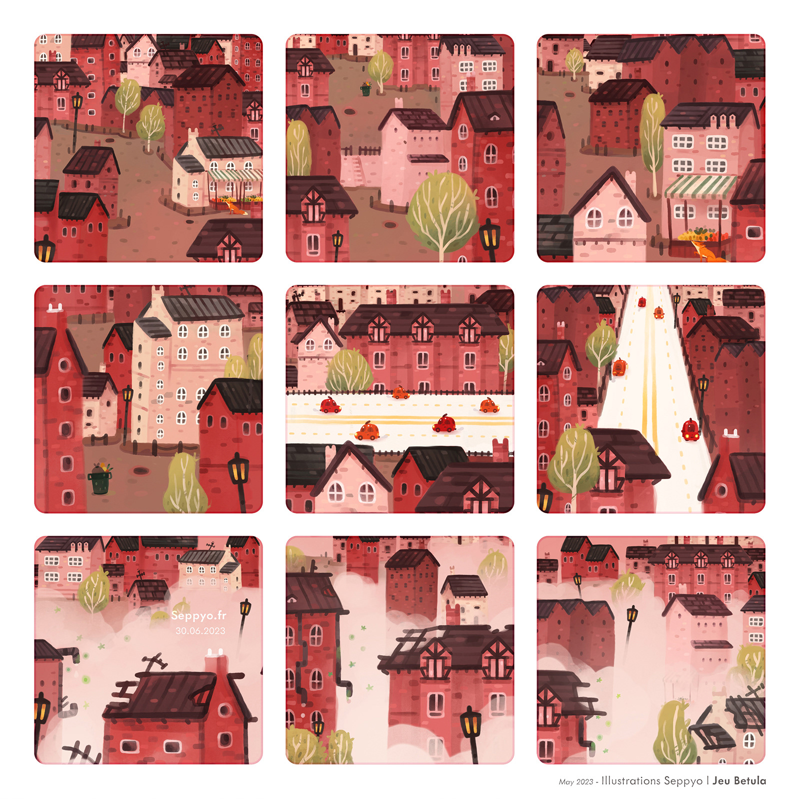 RED/City - Tiles/Plateau - Ma vie de Renard - Board game - BETULA