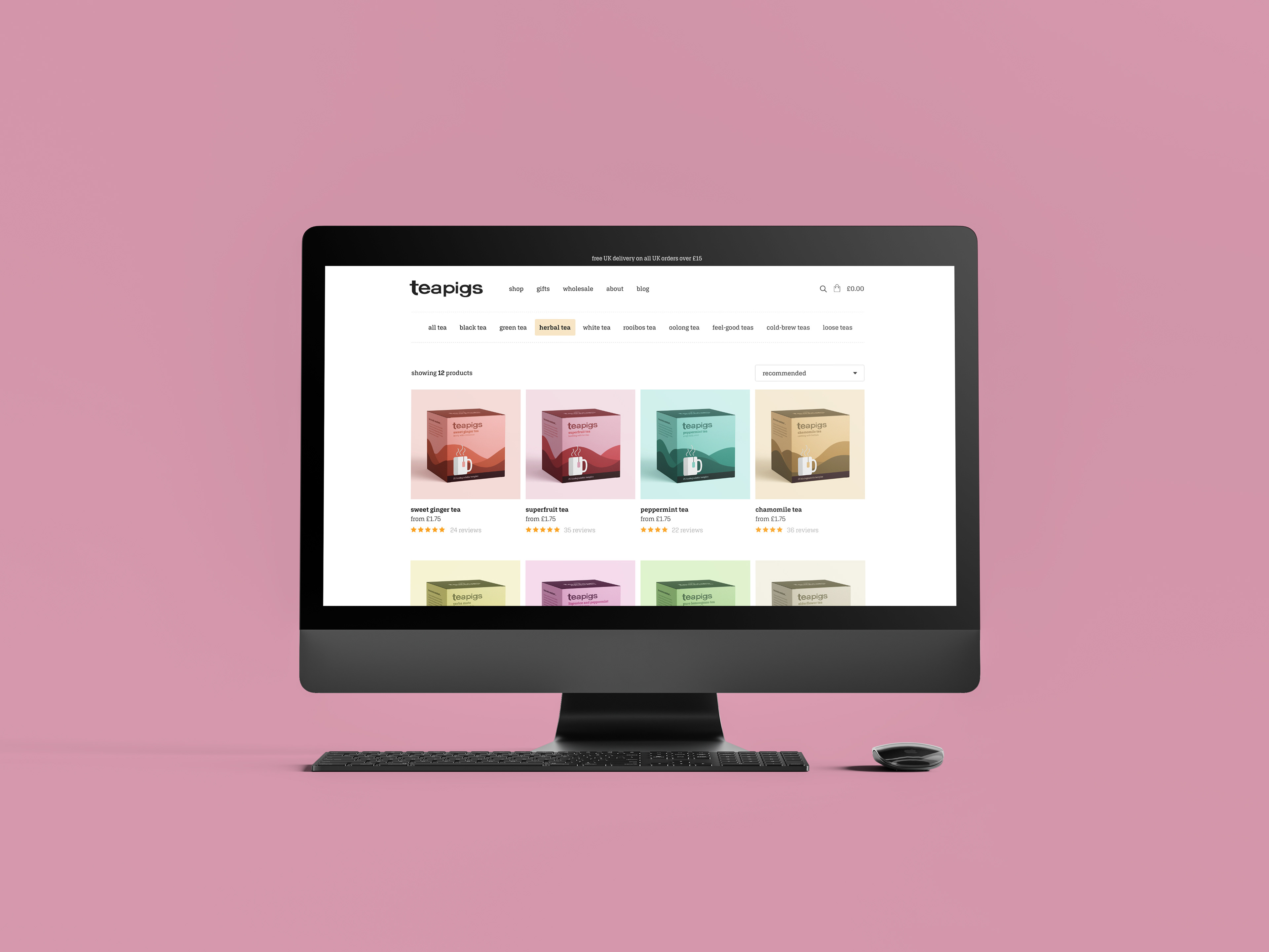Listings page for Teapigs' website redesign.