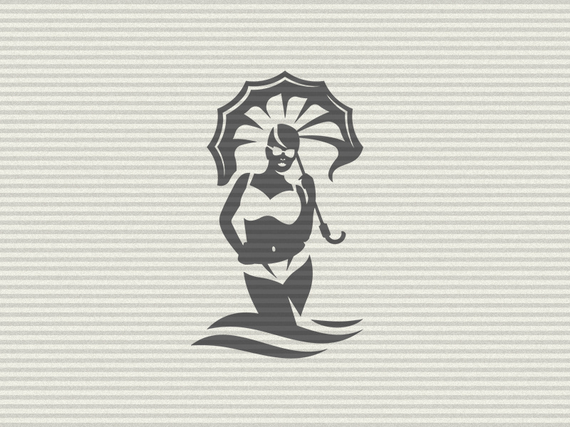 Girl With Umbrella On The Sea Logo