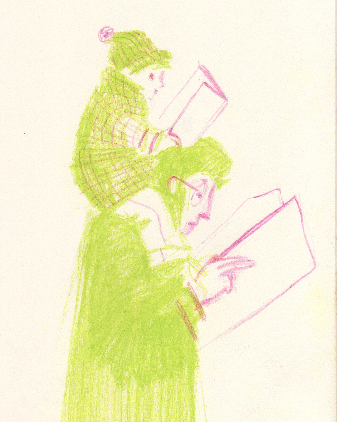 Reading, pencils and pastel