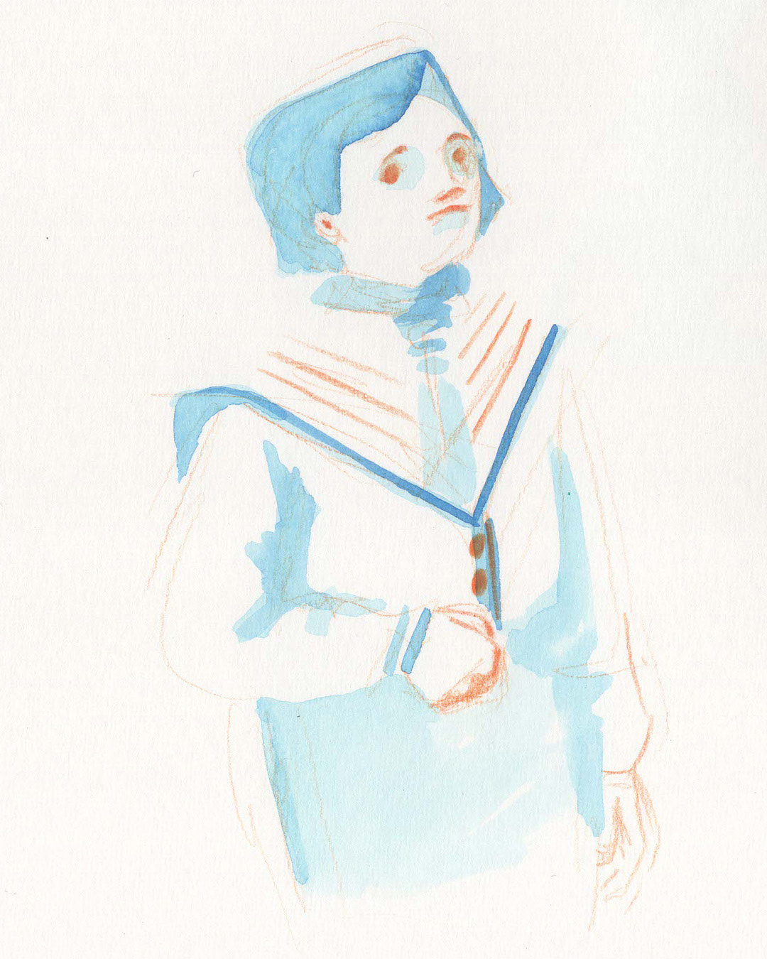 Victorian children, ink and pencils