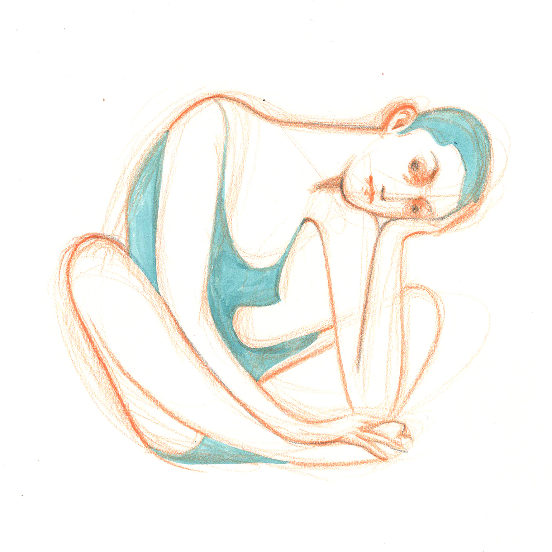 Self portrait, ink and pencils