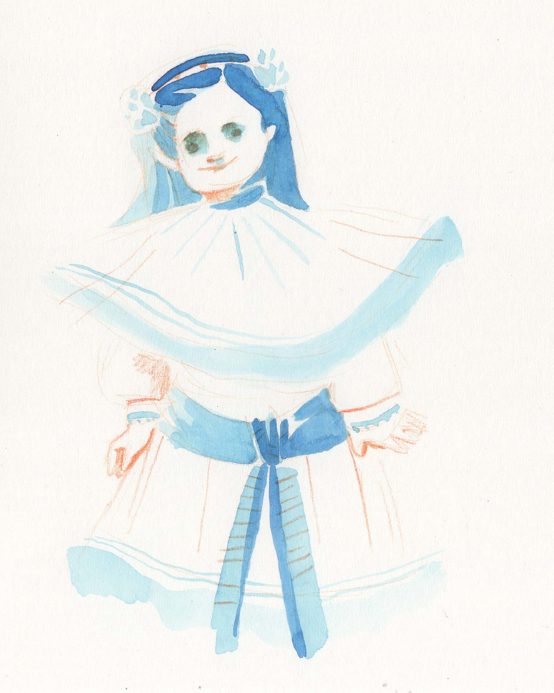 Victorian children, ink and pencils