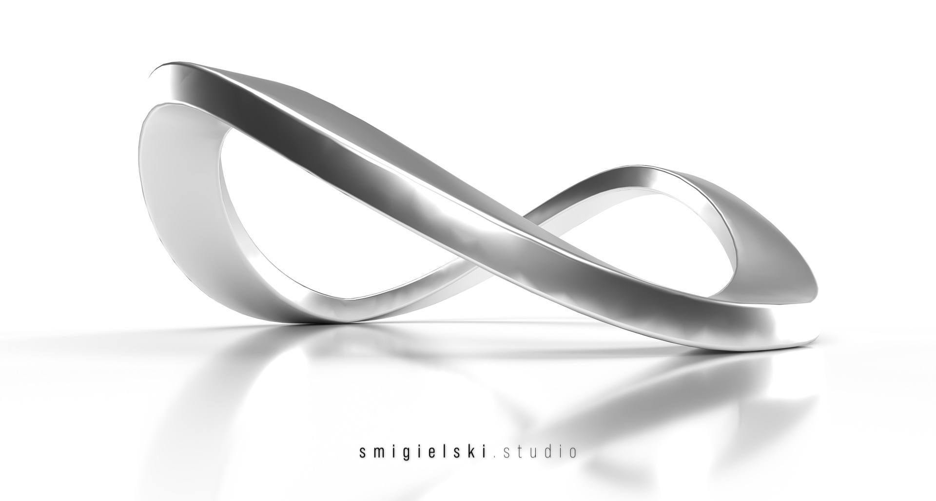 silver infinity sign on a white background