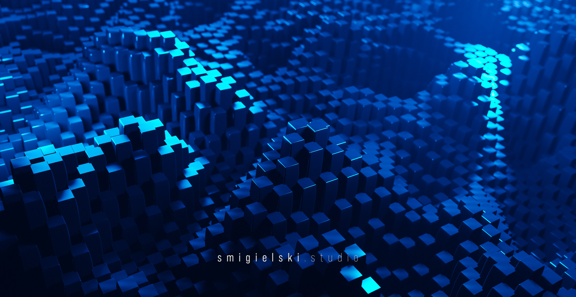 3D blue squared abstract background