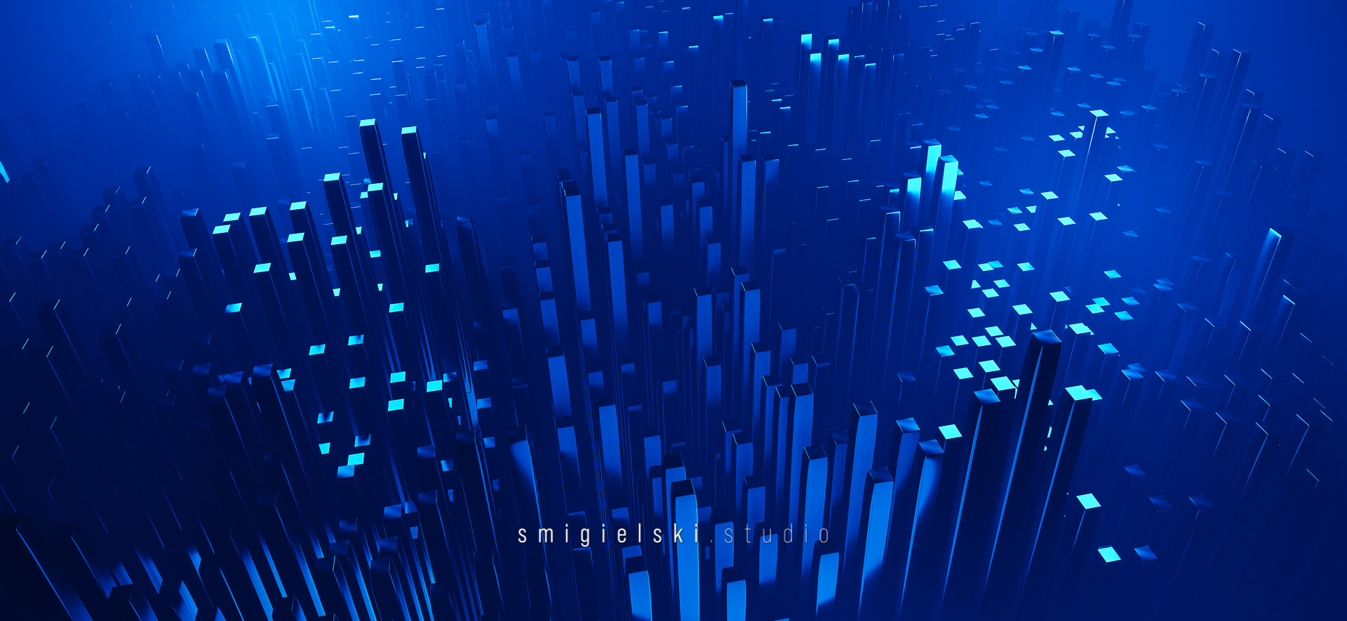 3D blue squared abstract background