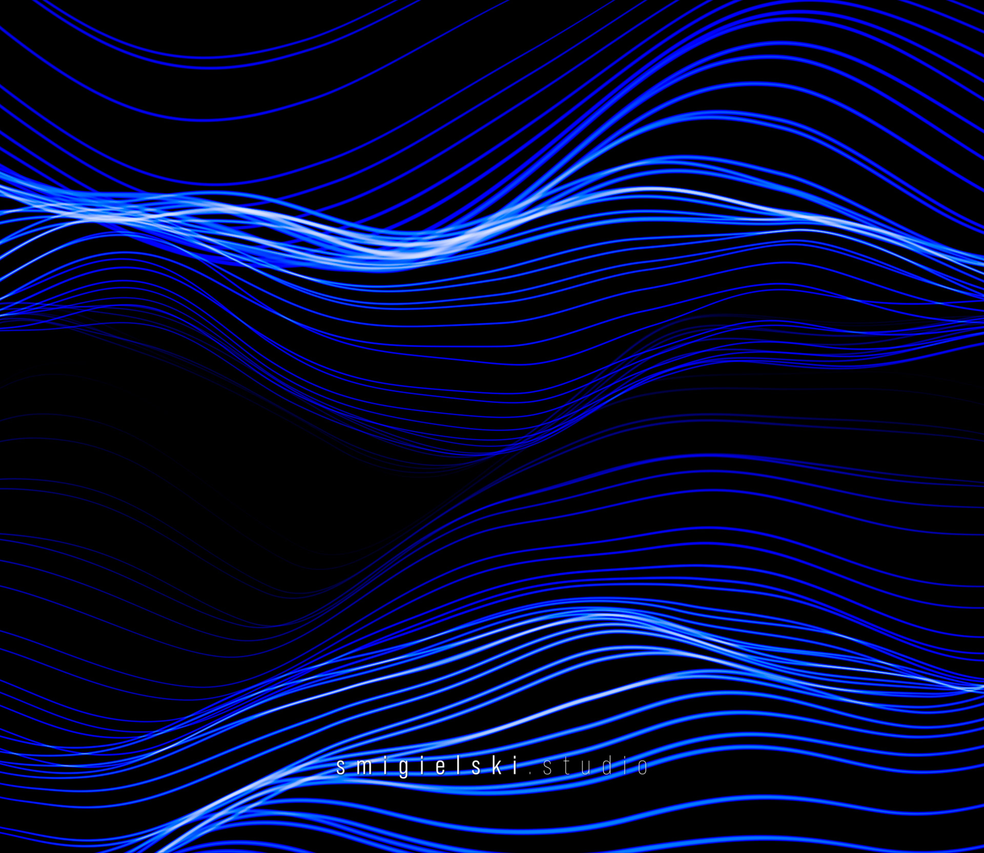 3D blue wavy strings abstract background