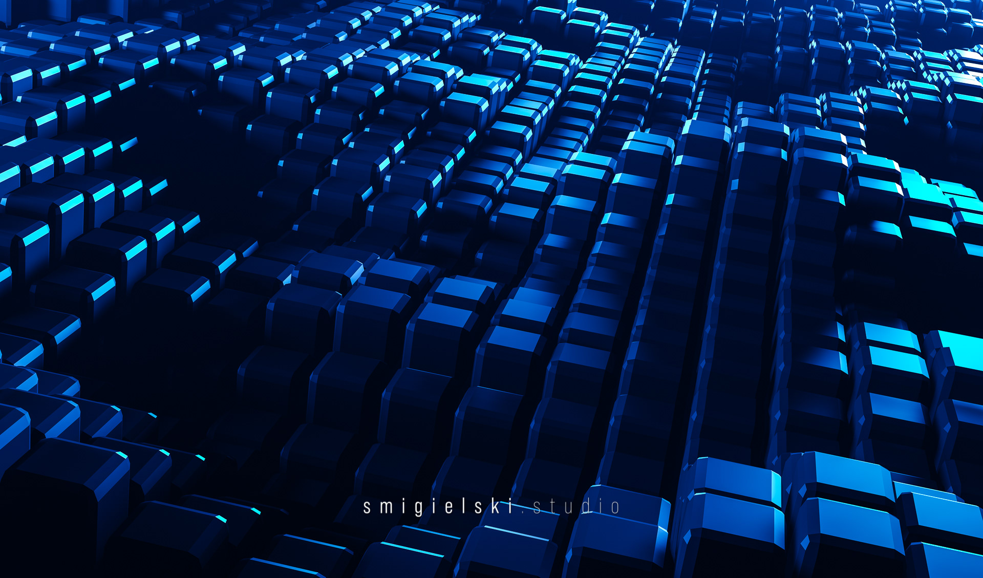 3D blue squared abstract background