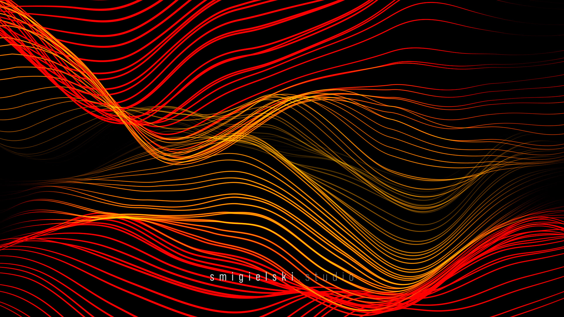 3D red wavy strings abstract background