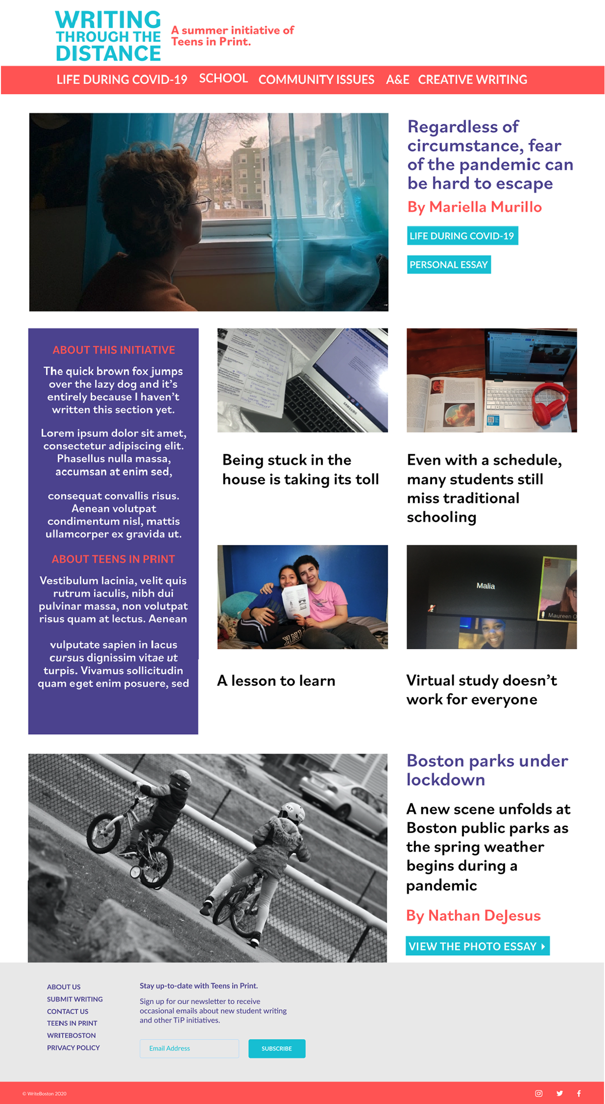 Desktop home page mockup