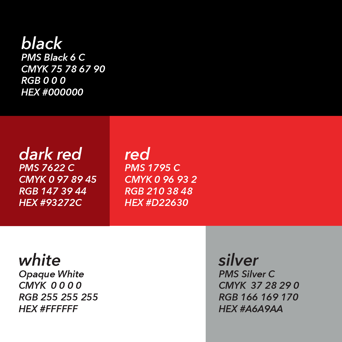 Challenging the status quo is at the heart of this campaign. For that reason, it utilizes primarily knockout text. Red is chosen for its boldness and communication of urgency. Silver is specifically for interactive components—such as defining your story on a black sticker with a silver permanent marker. White is the primary text color throughout the campaign, while dark red is used as an accent for section headers and navigation elements.
