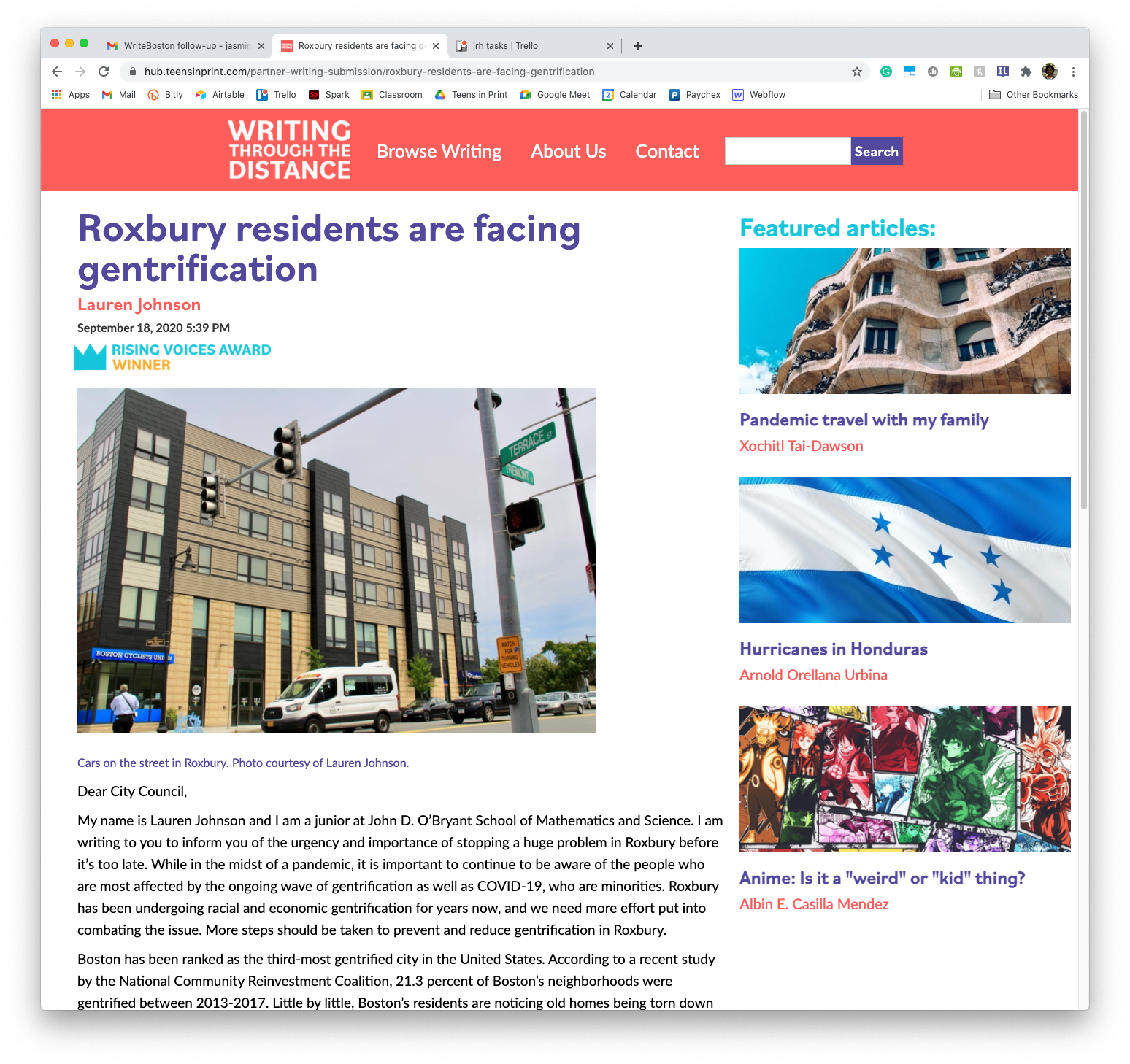 Desktop article page