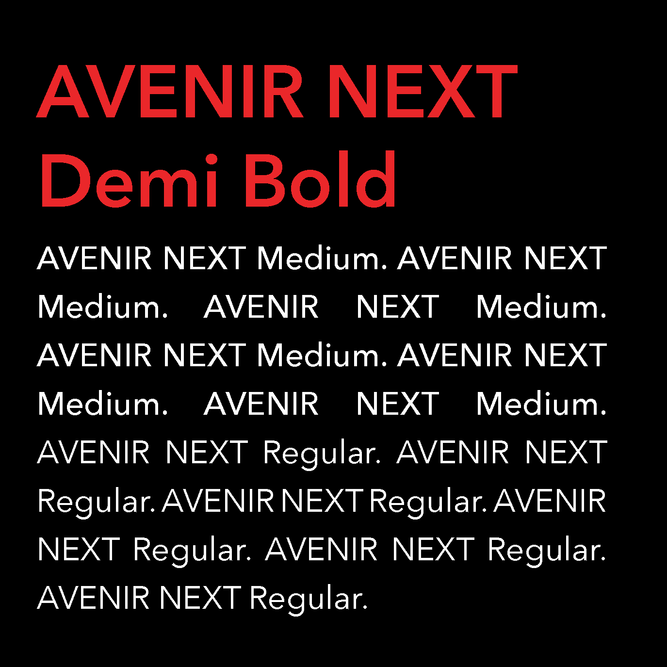 This is a storytelling campaign, so type is simply a vessel. The Avenir Next family is understated and easy to read in many sizes, while providing eseveral weights to use for establishing information hierarchy.