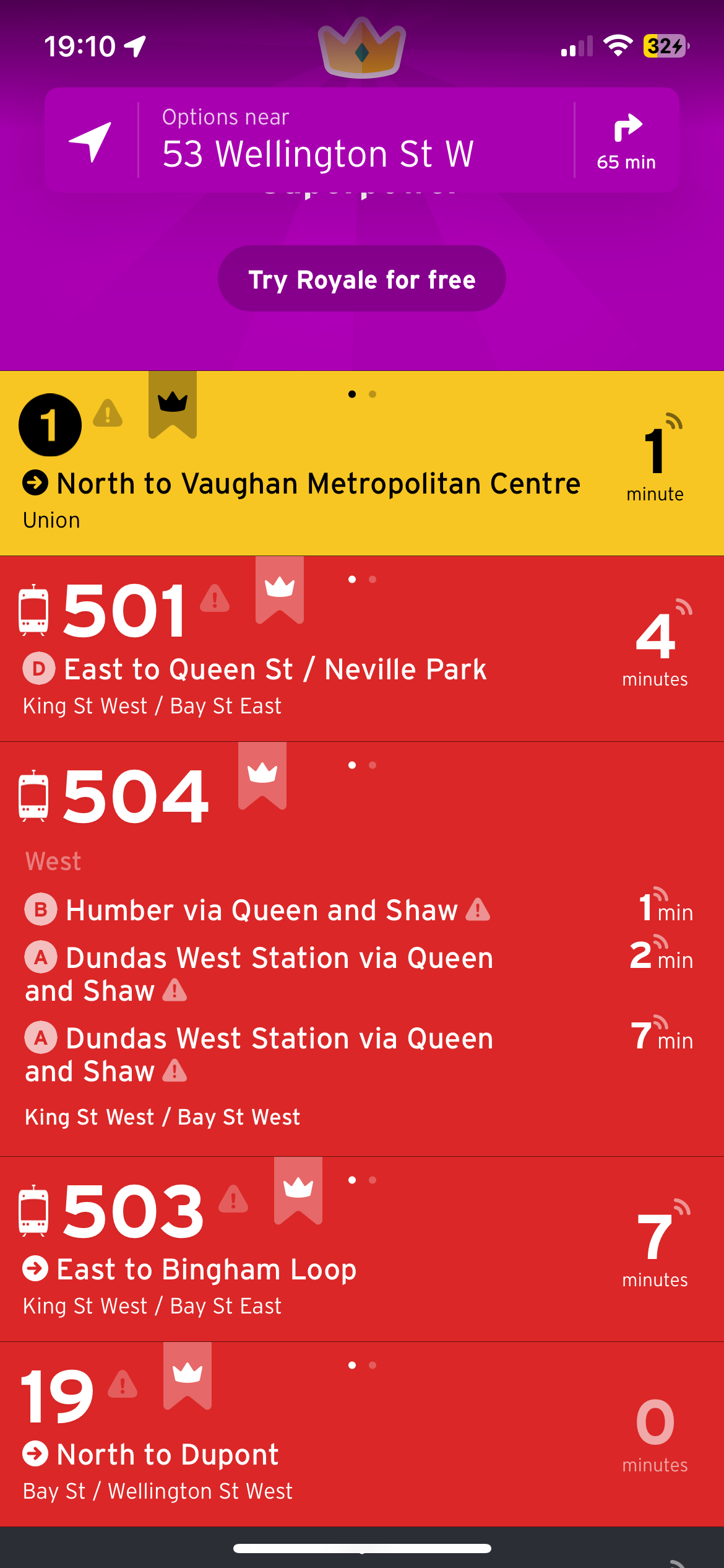 Main/Home screen based on current location