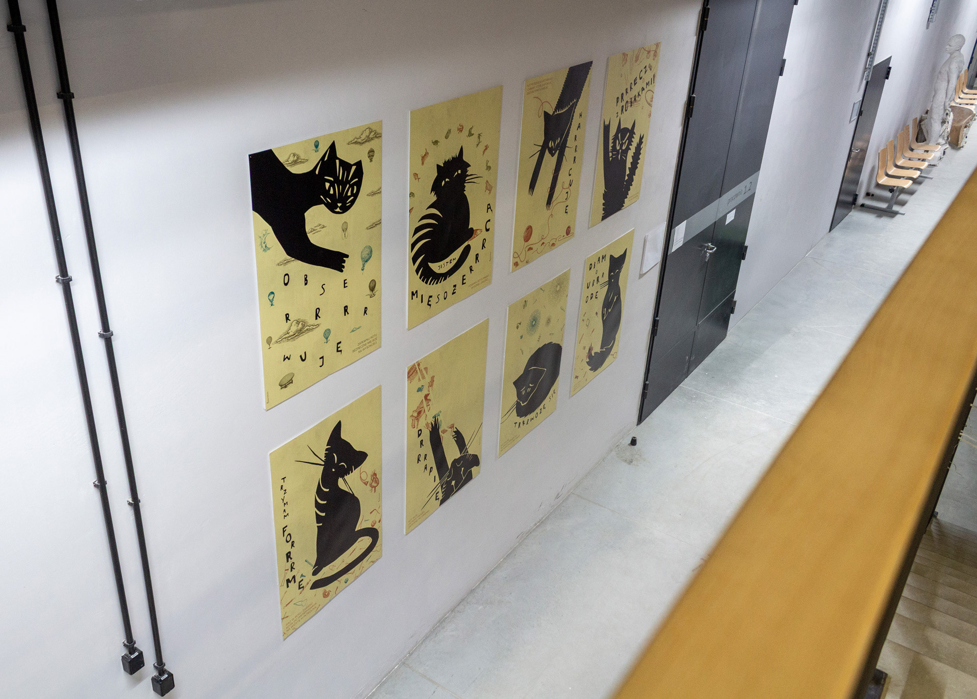 Artistic cat print from the Oto Kot series, black and white digital collage by Magda Kowalska creepart.