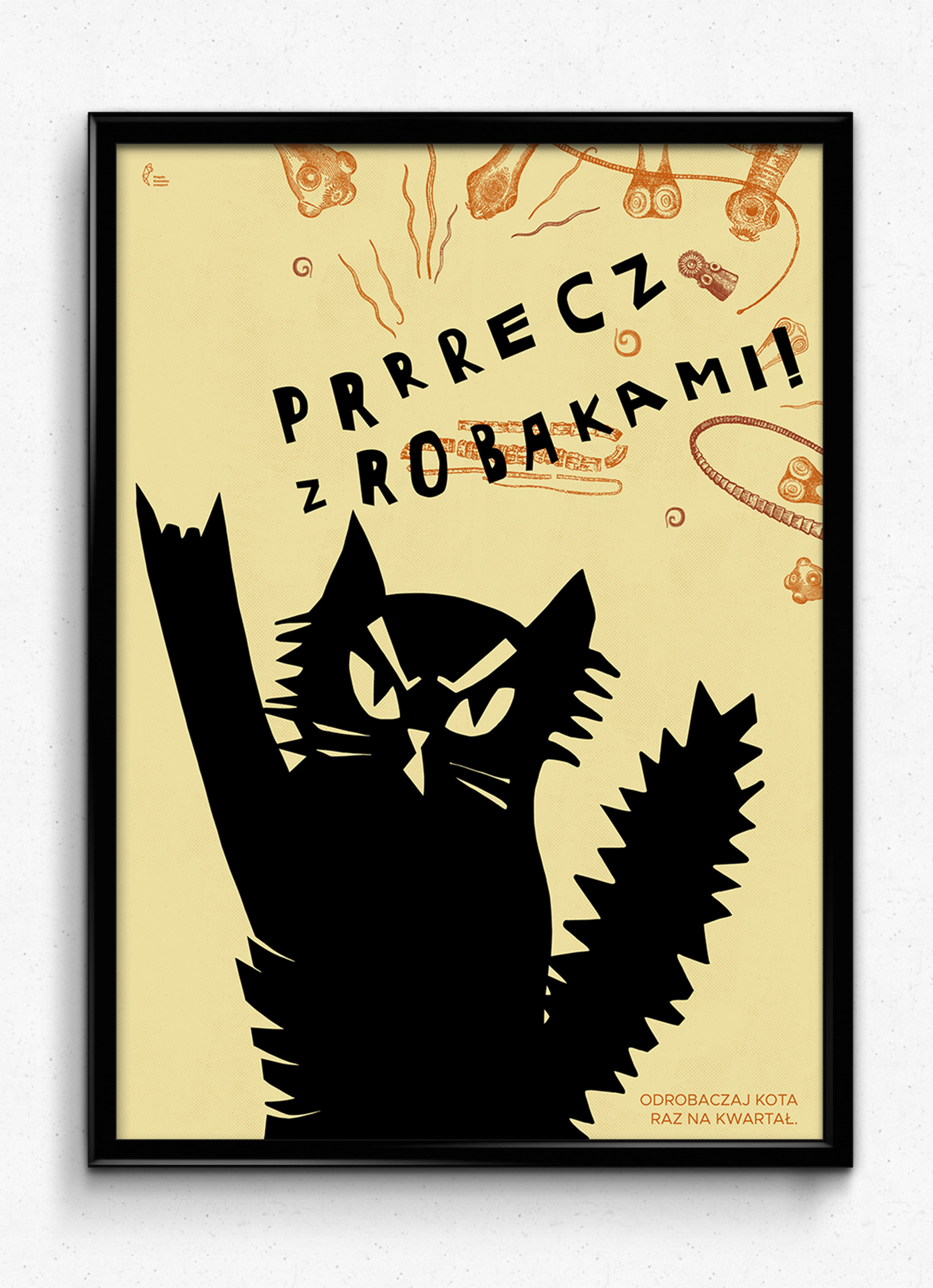 Digital collage from the 'Oto Kot' social-educational project, depicting a cat and typography promoting informed veterinary care.
