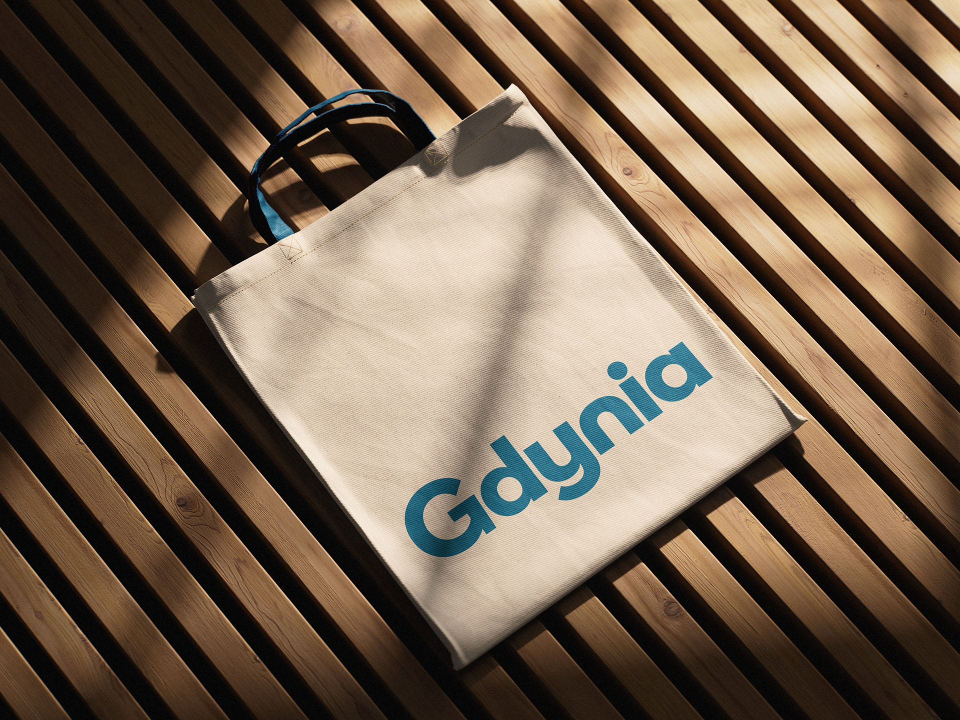 Cotton tote bag featuring the Gdynia logotype. Brand design by creepart.