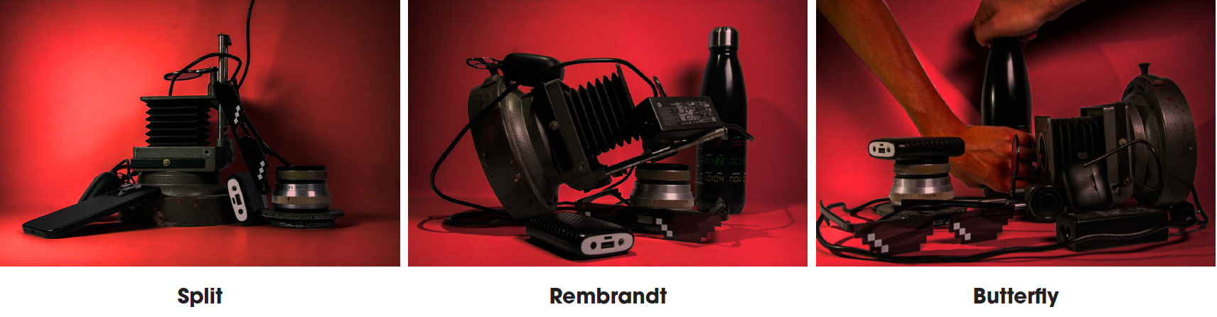 Narture morte - éclairage de 3 type