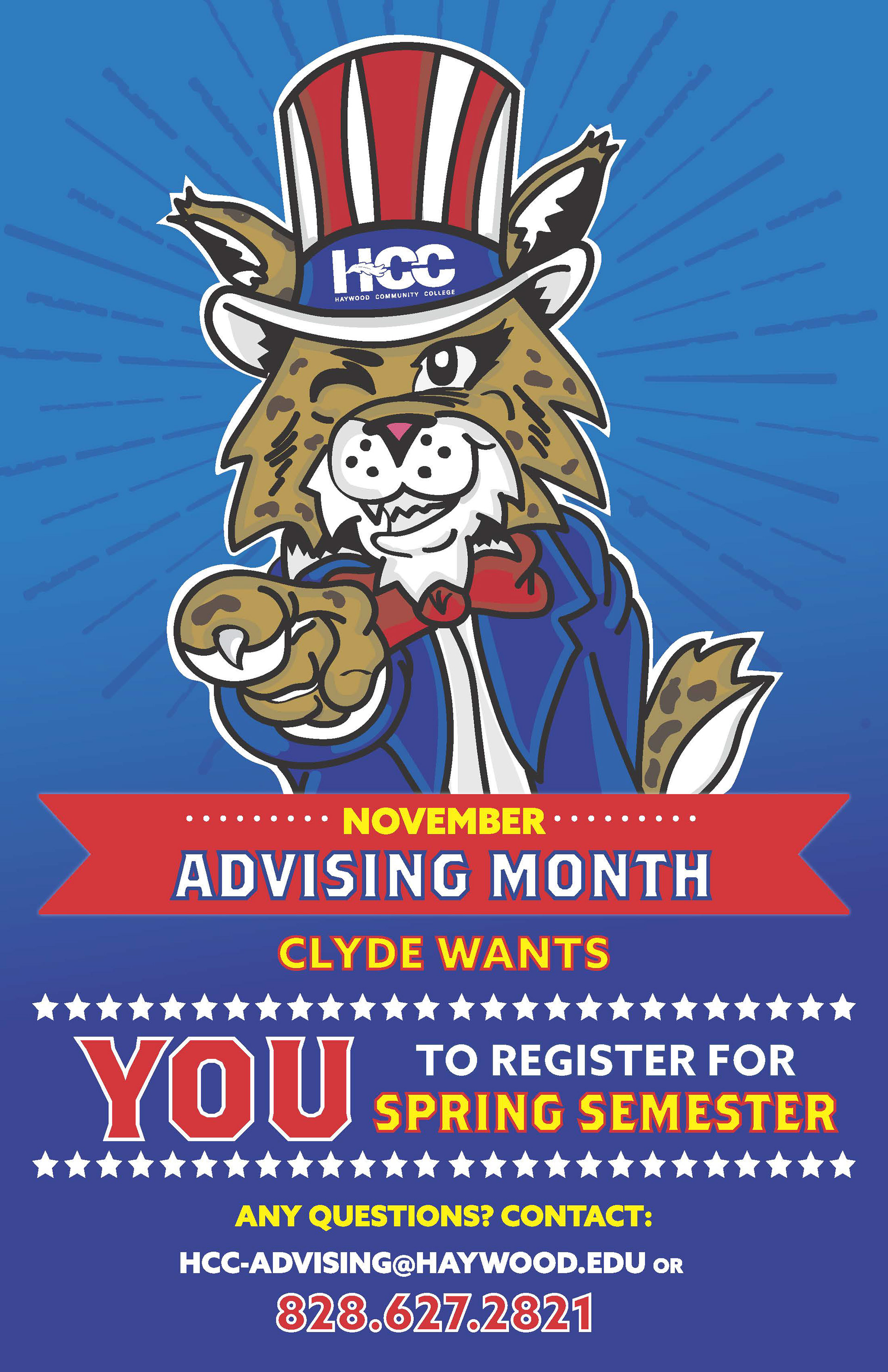 Poster design for Haywood Community College's November Advising Month.