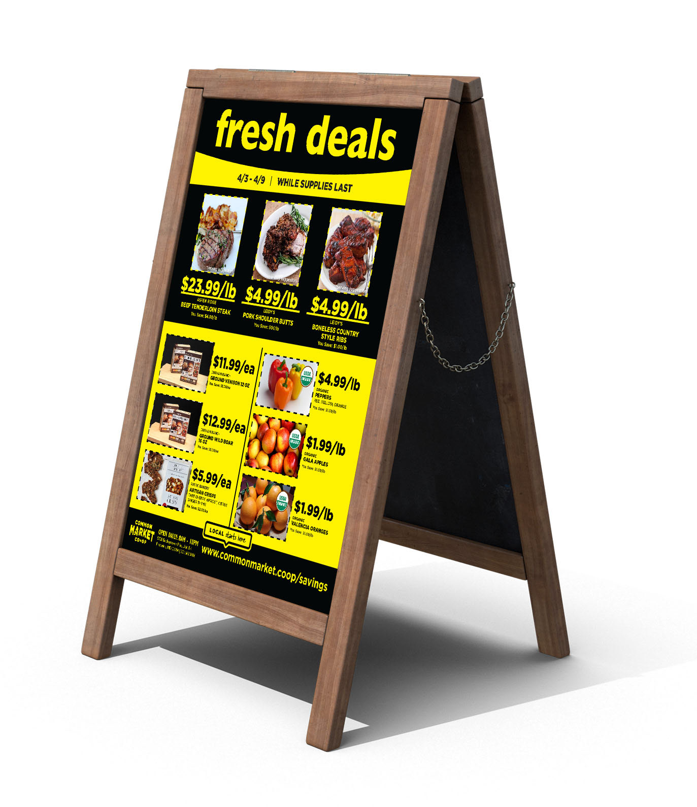 This previous design felt harsh to the eye with the contrast of the bright yellow and black. Products shown looked less colorful and the design felt outdated.