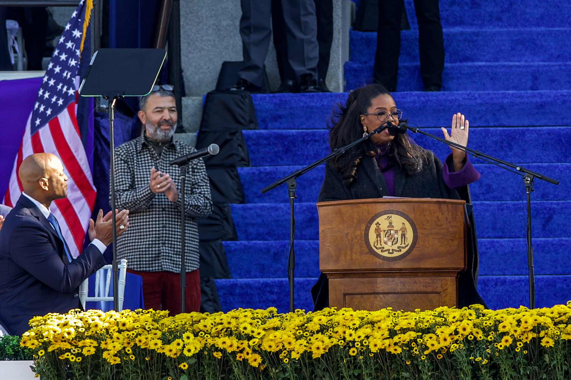 Oprah Winfrey gives at speech at Wes Moore's inauguration