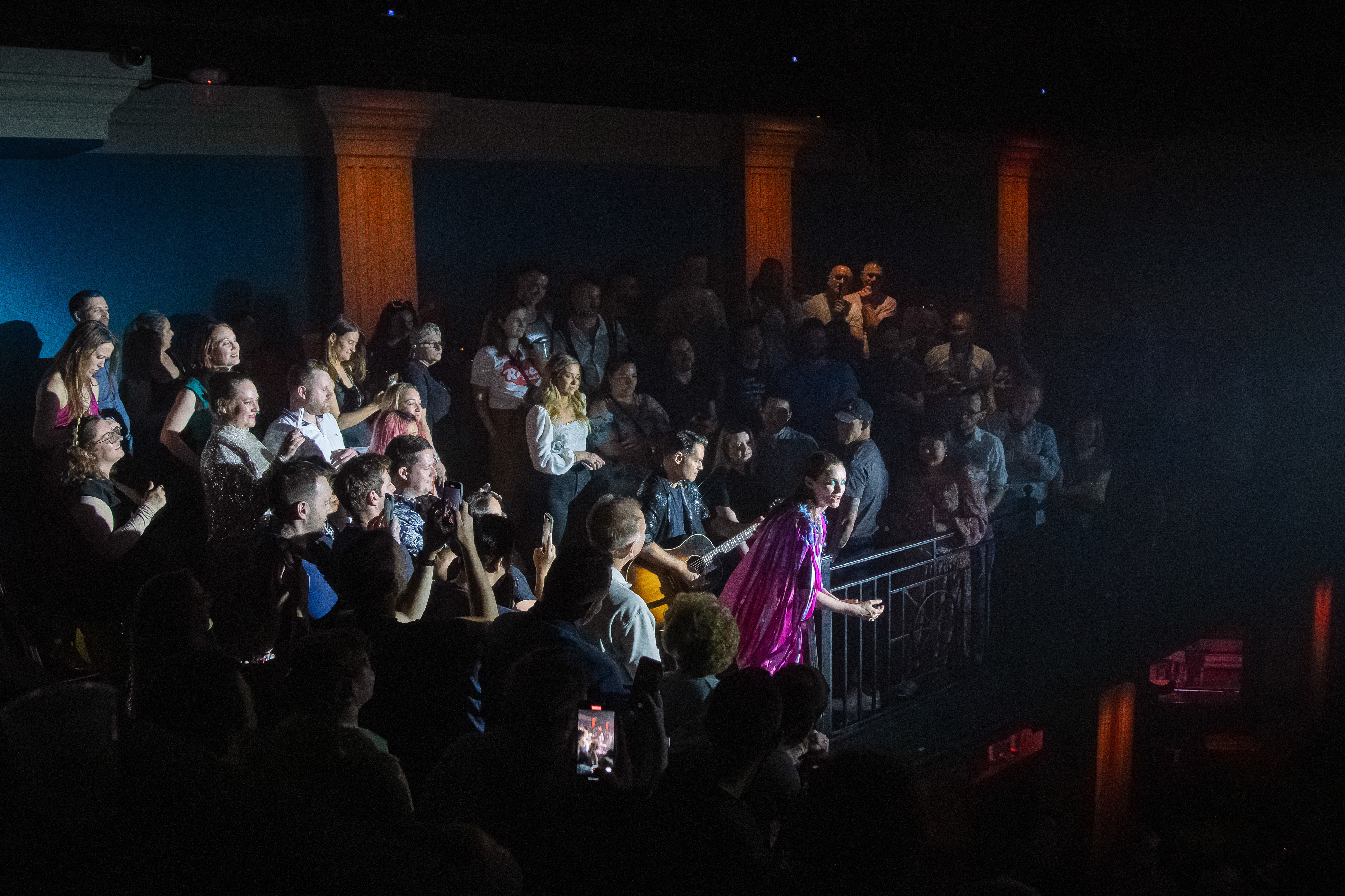 Sophie serenades the crowd from the balcony