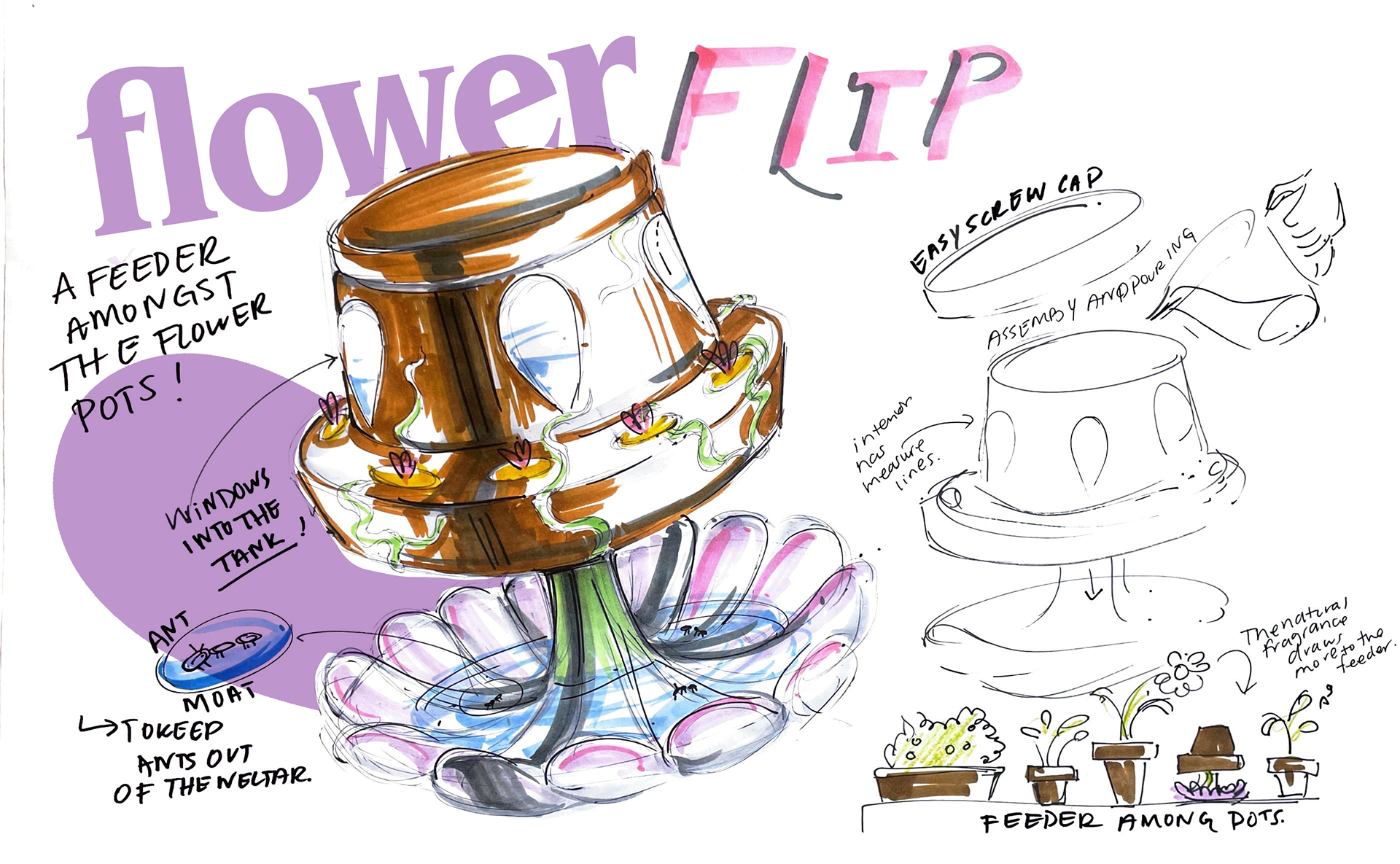 Concept series of humming bird feeders