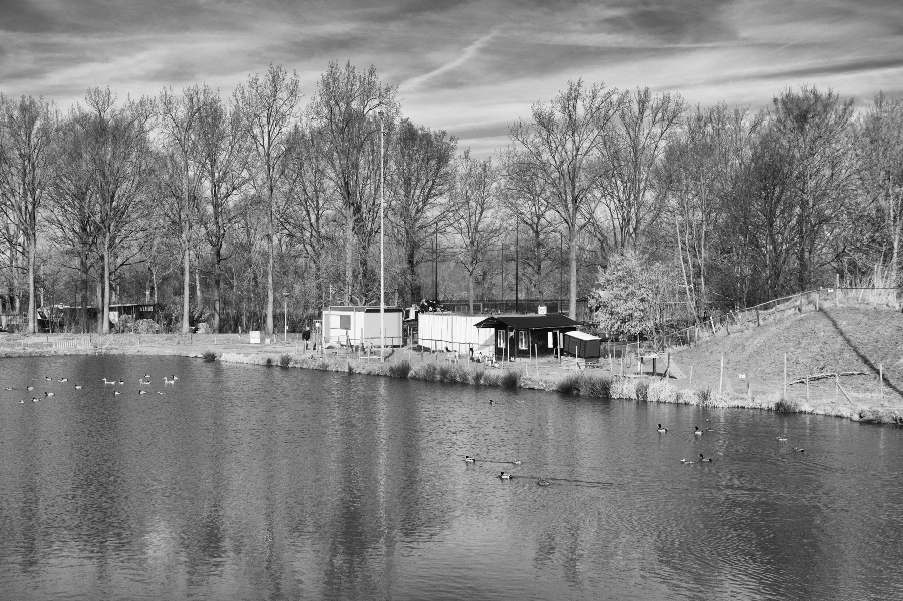 Clubgebouw en geitenstallen