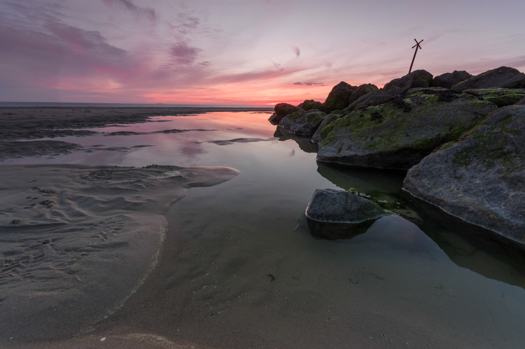 Avondschemering bij eb, Équihen-Plage