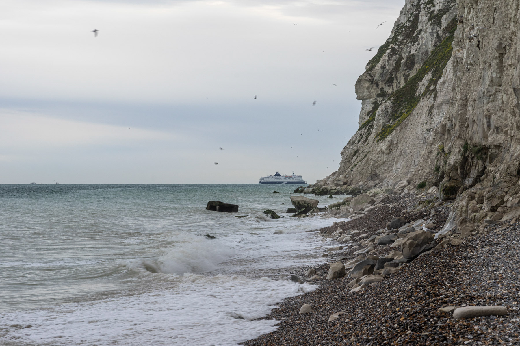 Hoogwater bij de krijtrotsen van Cap Blanc Nez