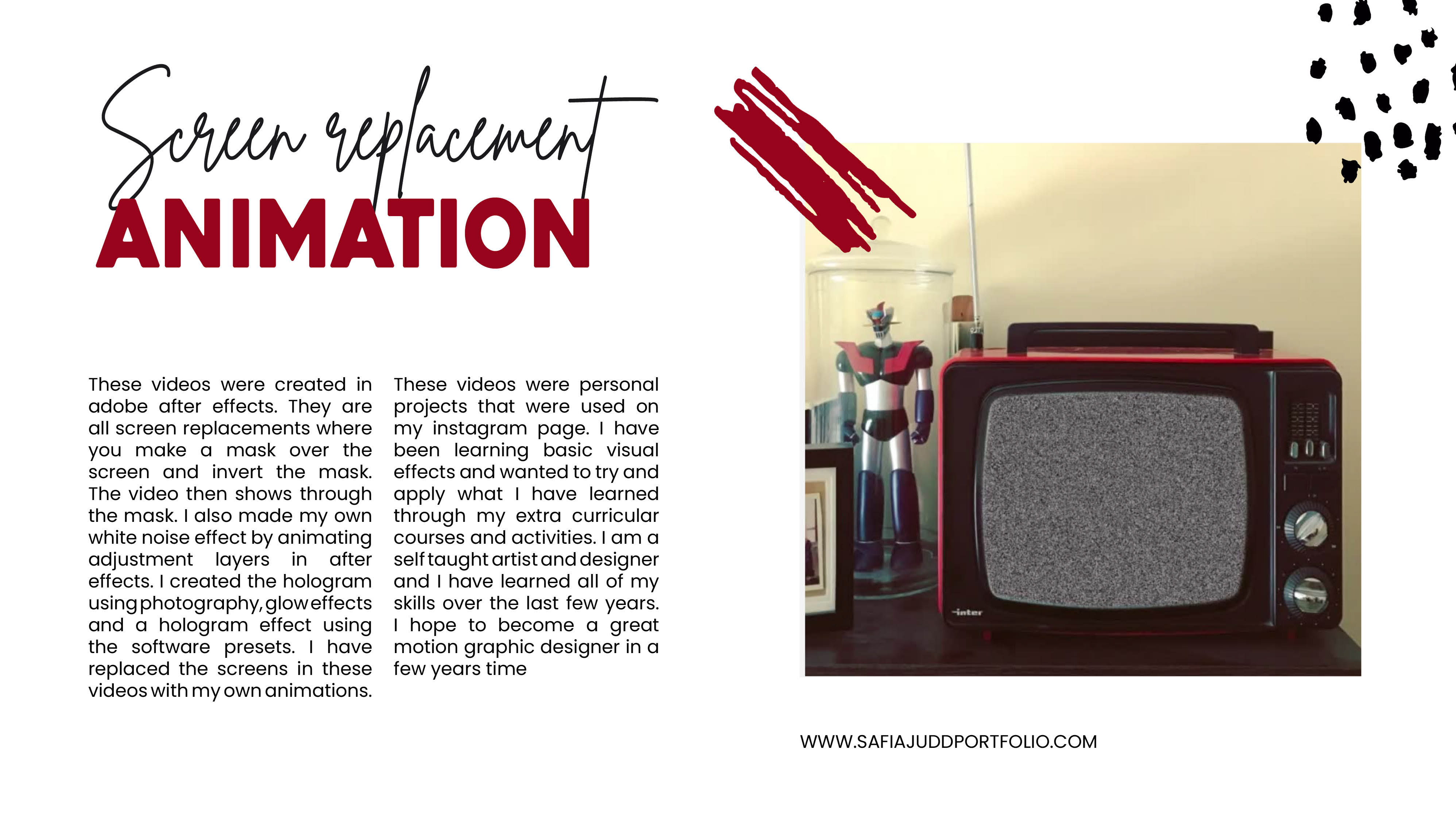 Safia Judd - Screen replacement animation Safia Judd - Screen replacement animation