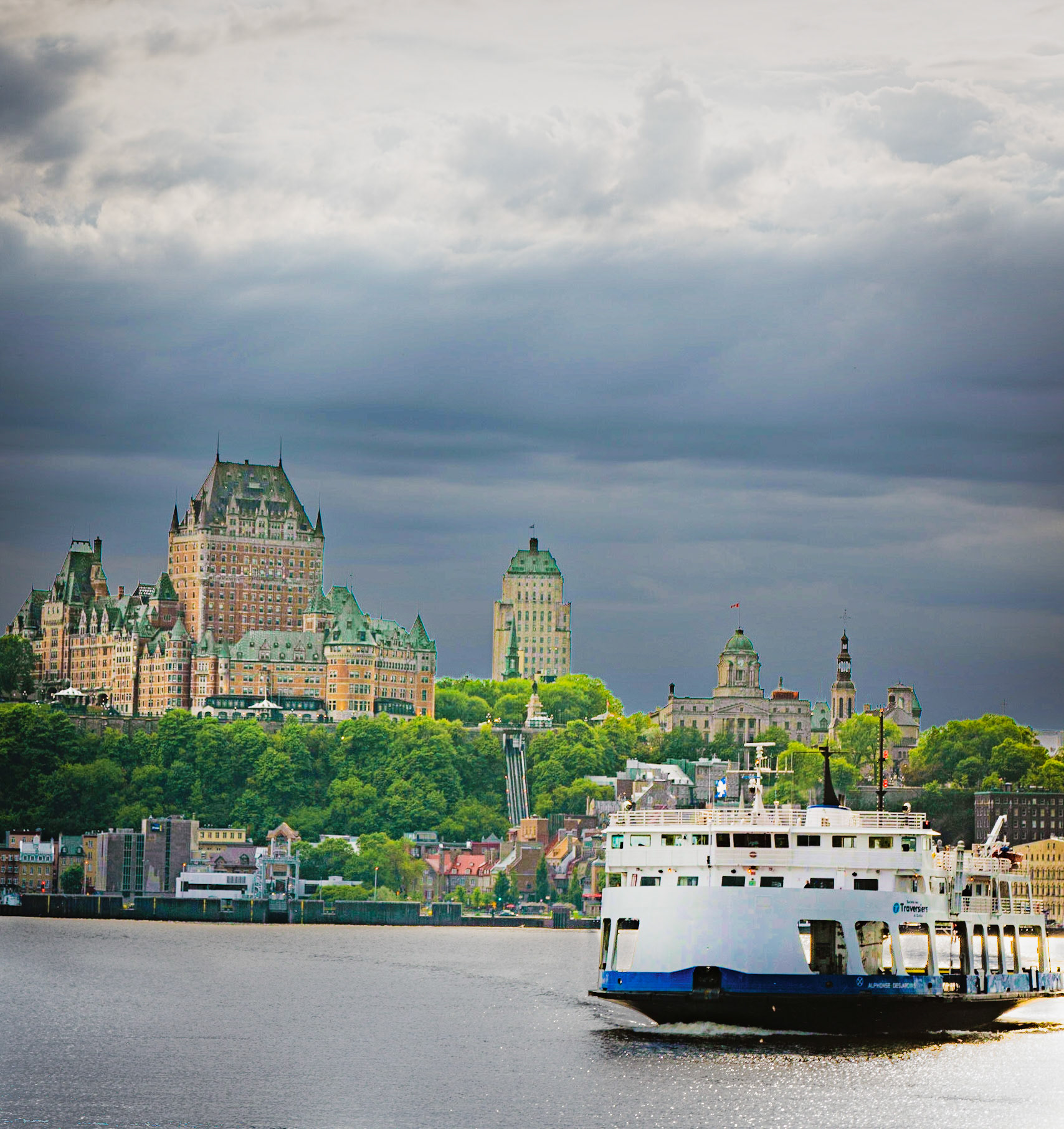 The best view of Quebec City on the ferry crossing the St. Lawrence River between the capital and the adjacent neighbour Lévis.
