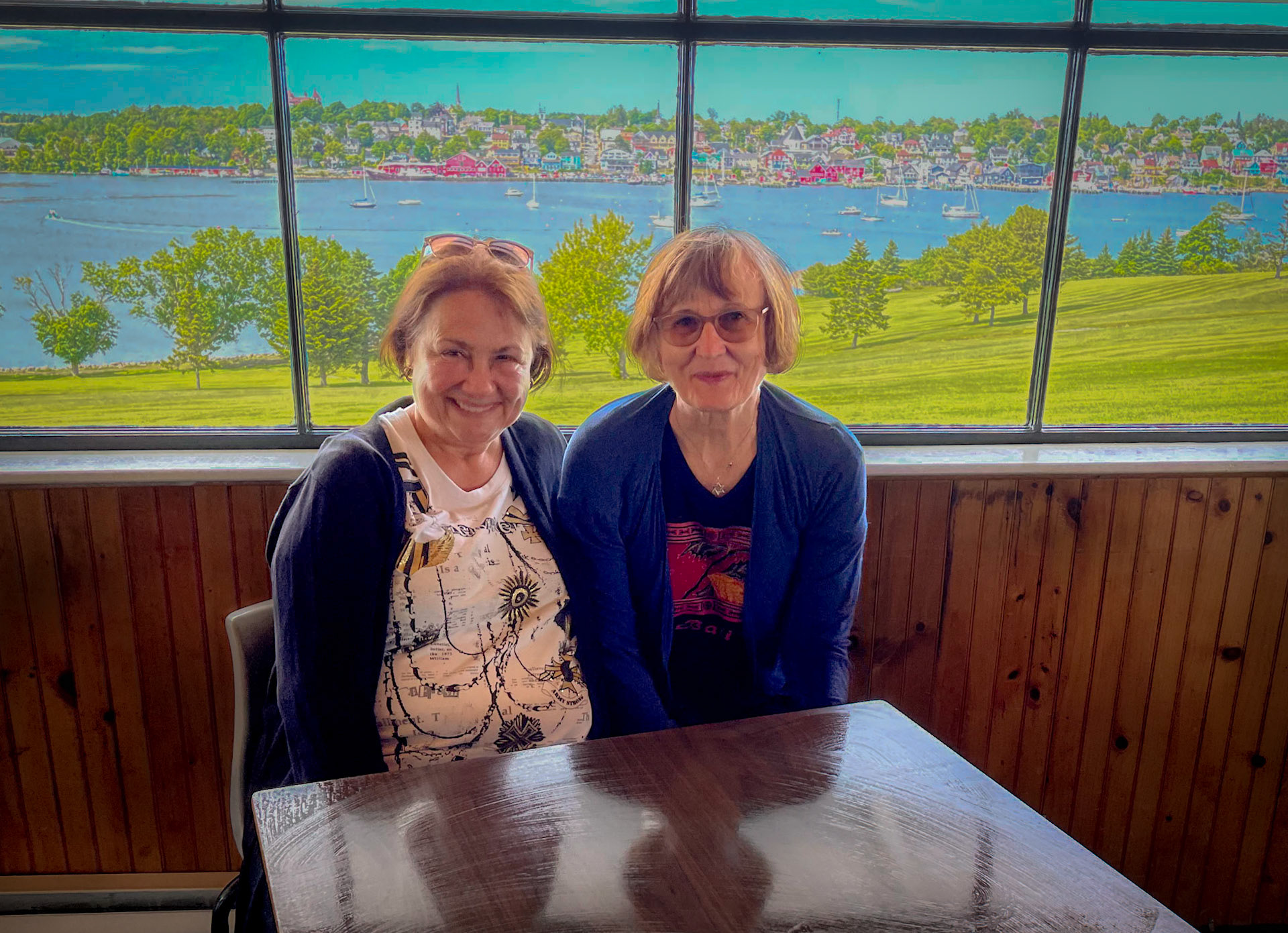 Lunch over looking harbour and town from the Bluenose Golf Club.