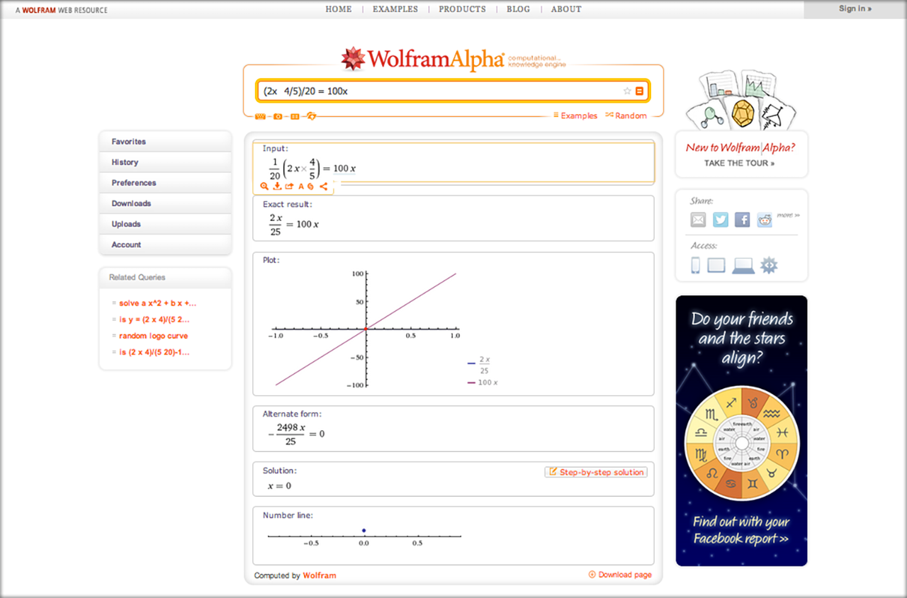 Screenshot of current Wolfram Alpha Interface