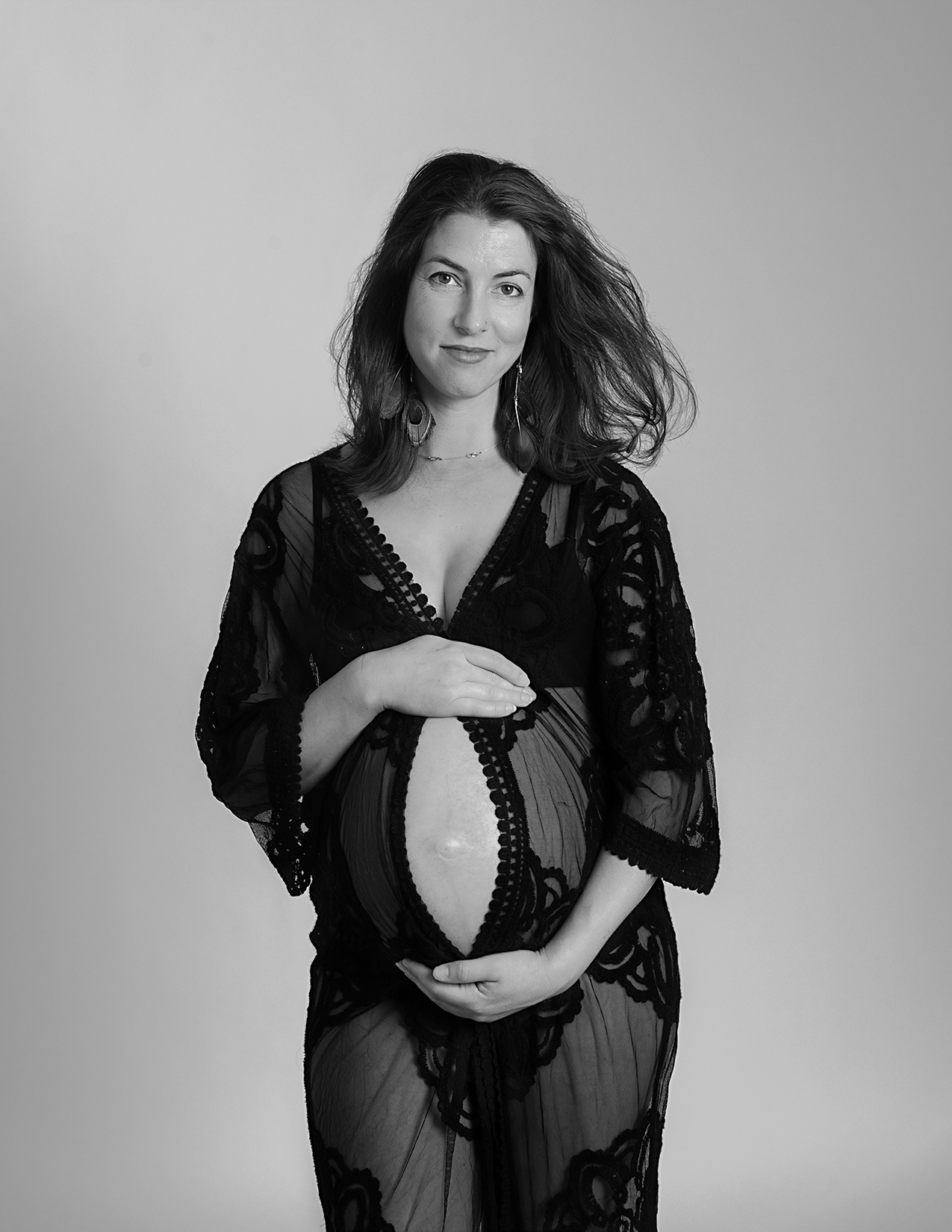 Black and White Maternity Portrait